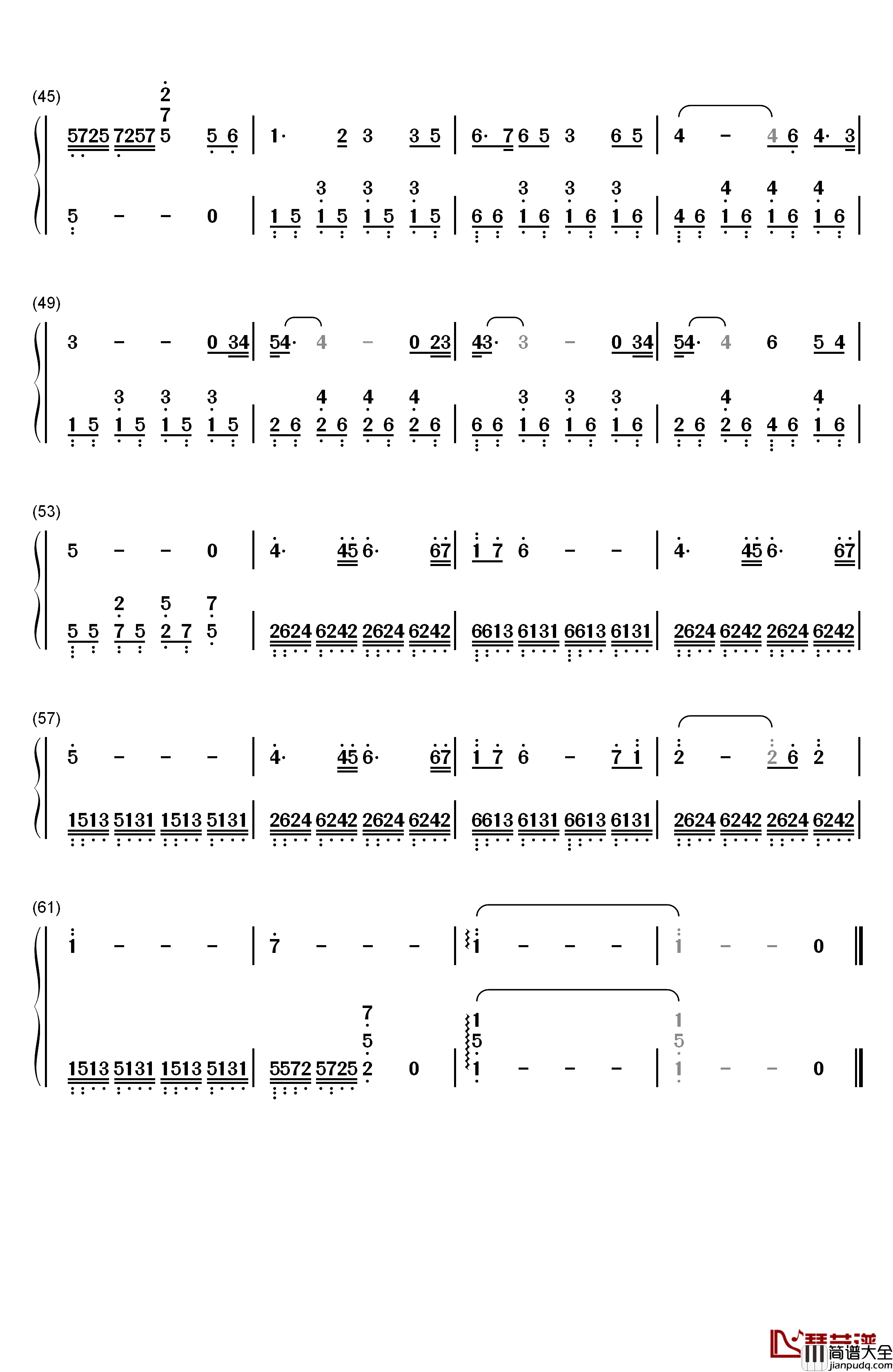 丝绸之路钢琴简谱_数字双手_喜多郎