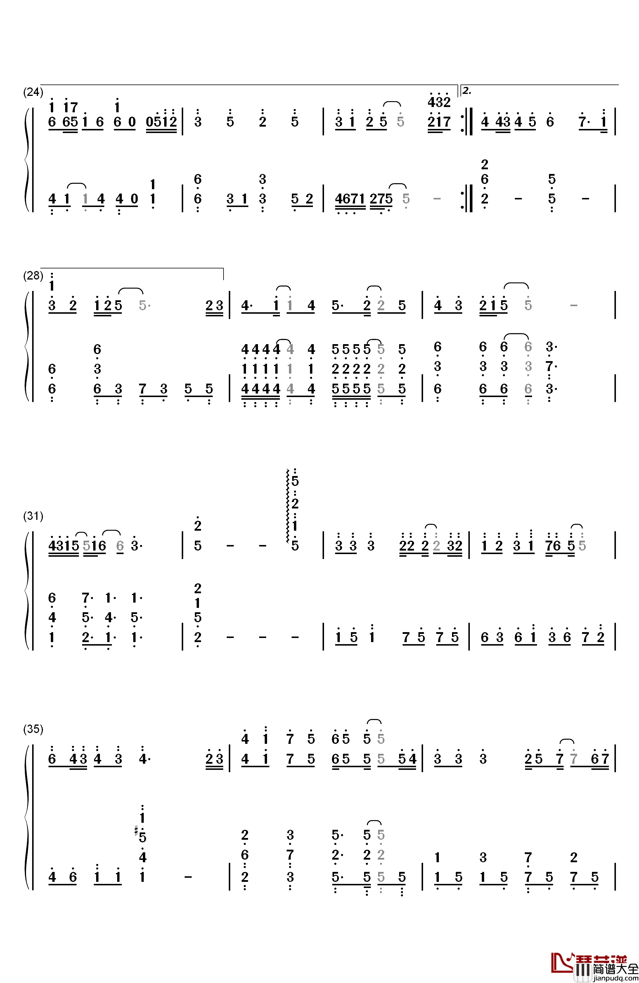 123木头人钢琴简谱_数字双手_黑Girl
