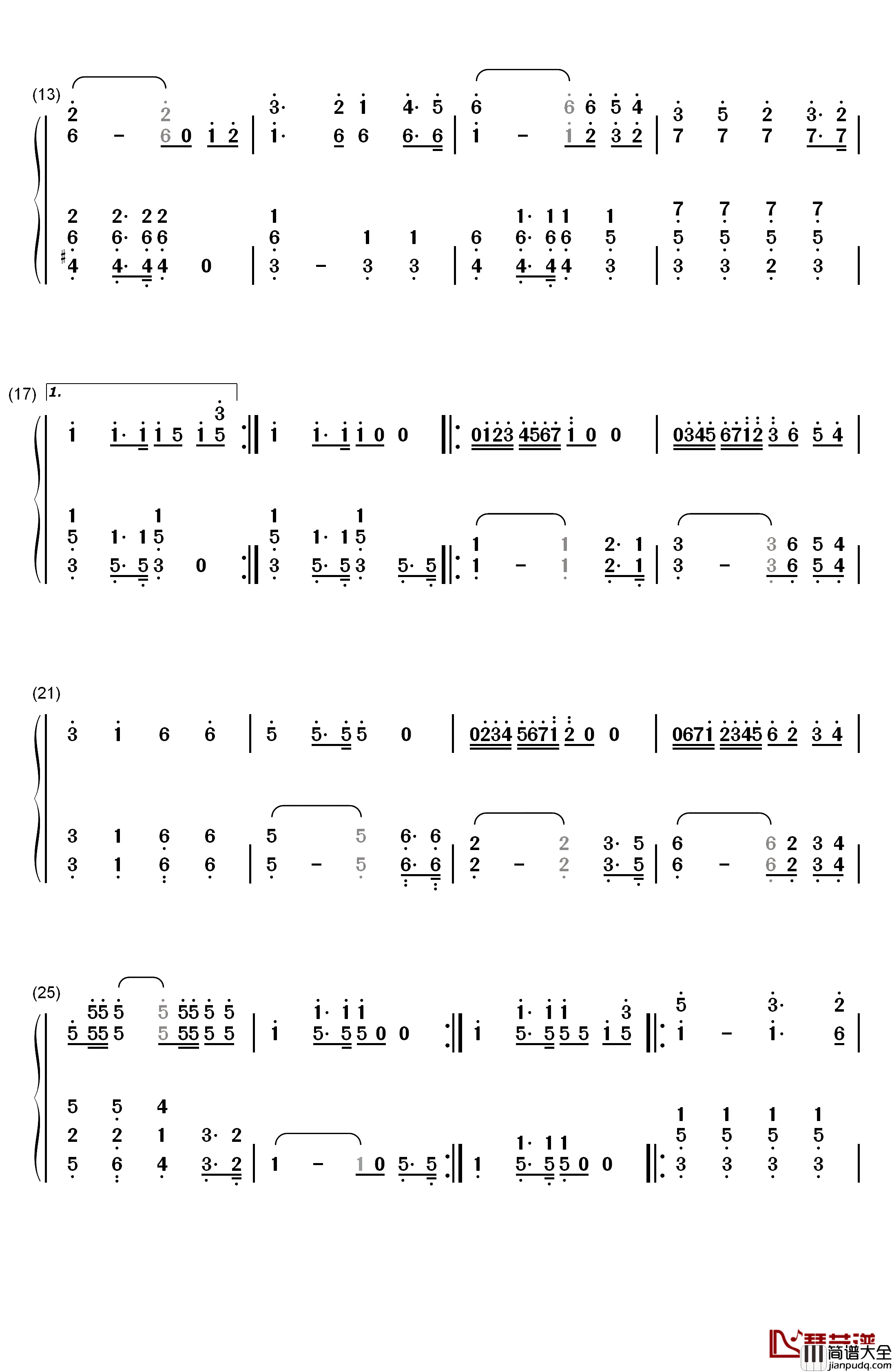 检阅进行曲钢琴简谱_数字双手_郑路