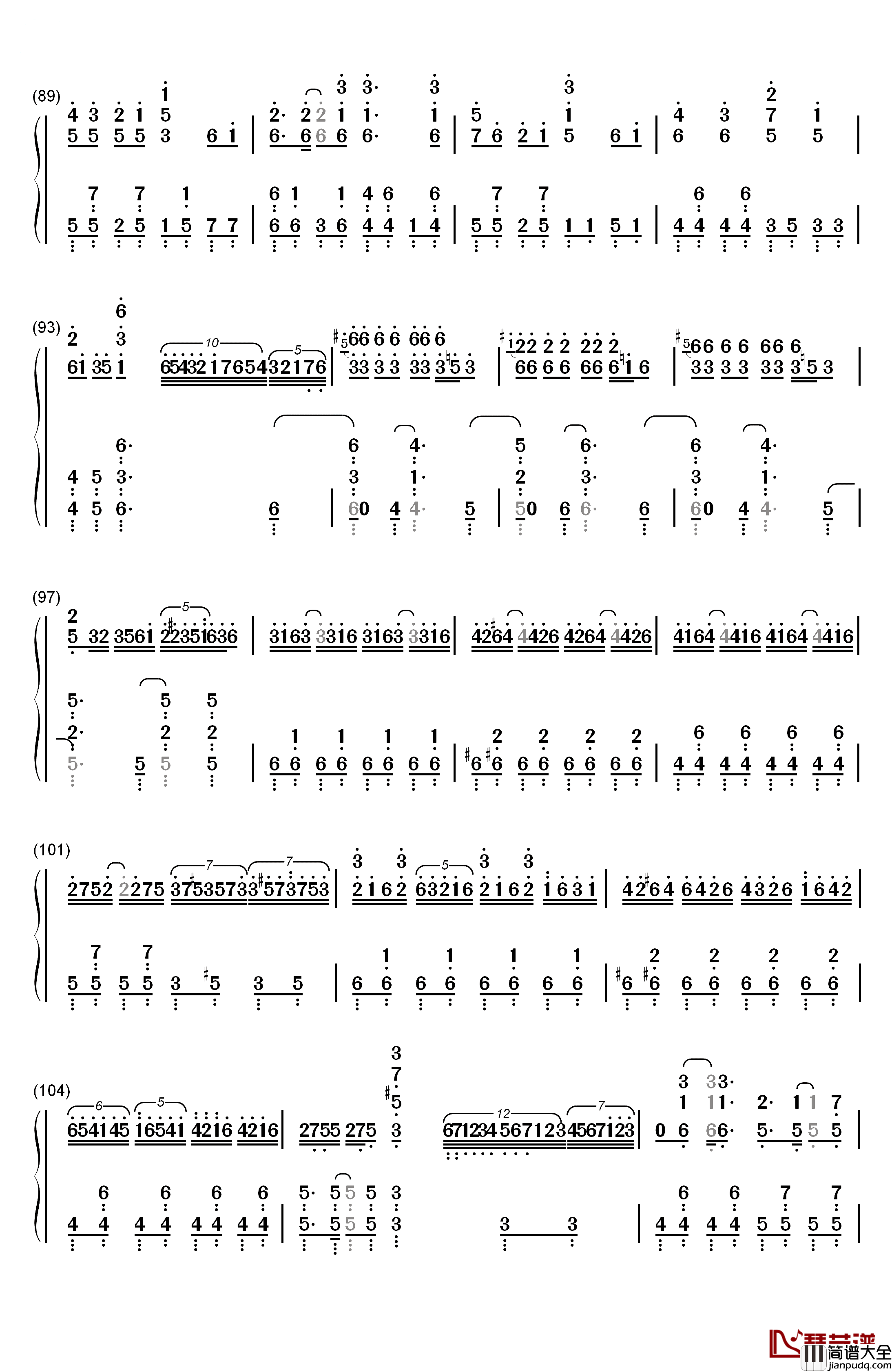 千本樱钢琴简谱_数字双手_初音未来