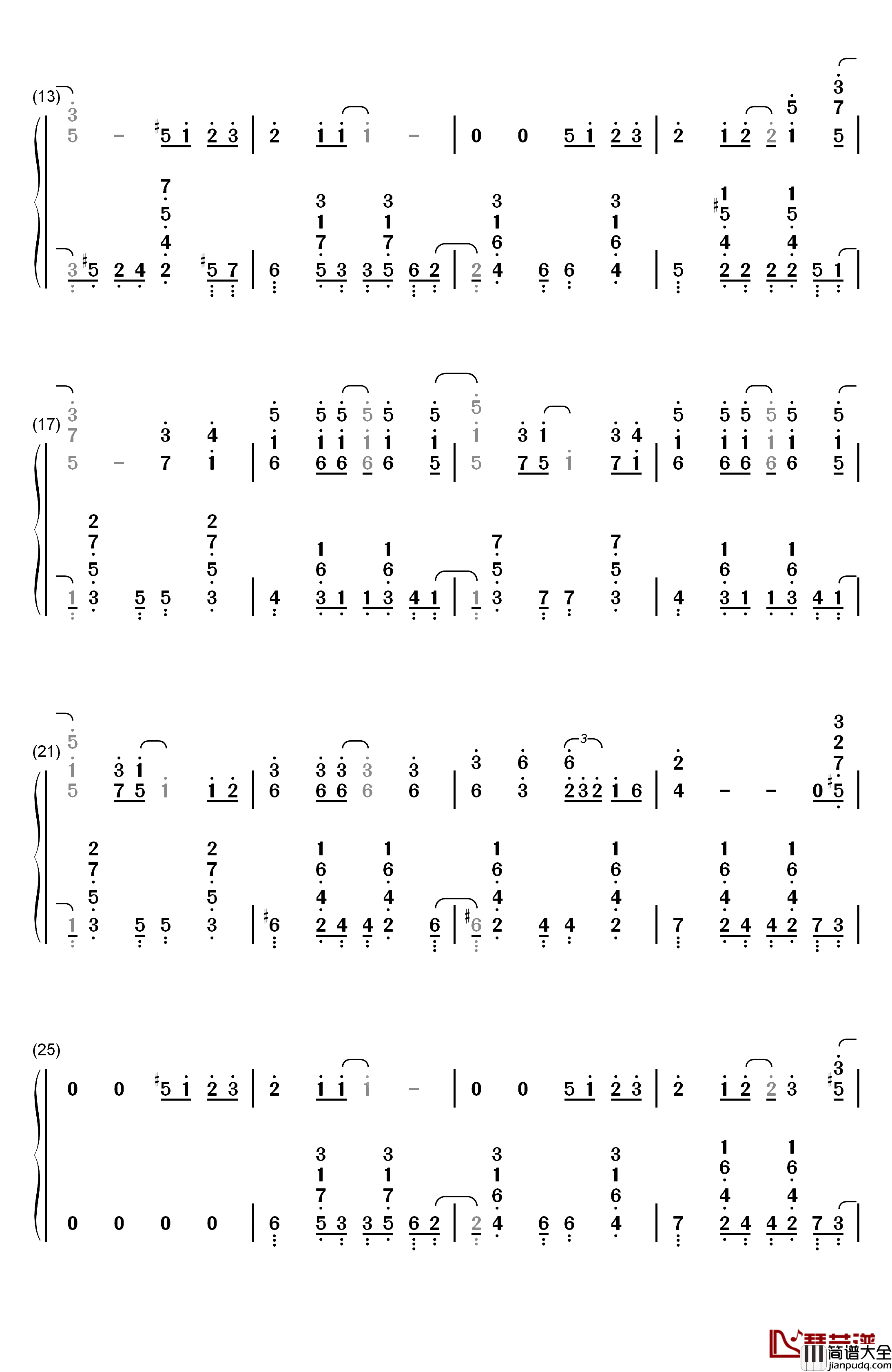 Summer爵士版钢琴简谱_数字双手_久石让