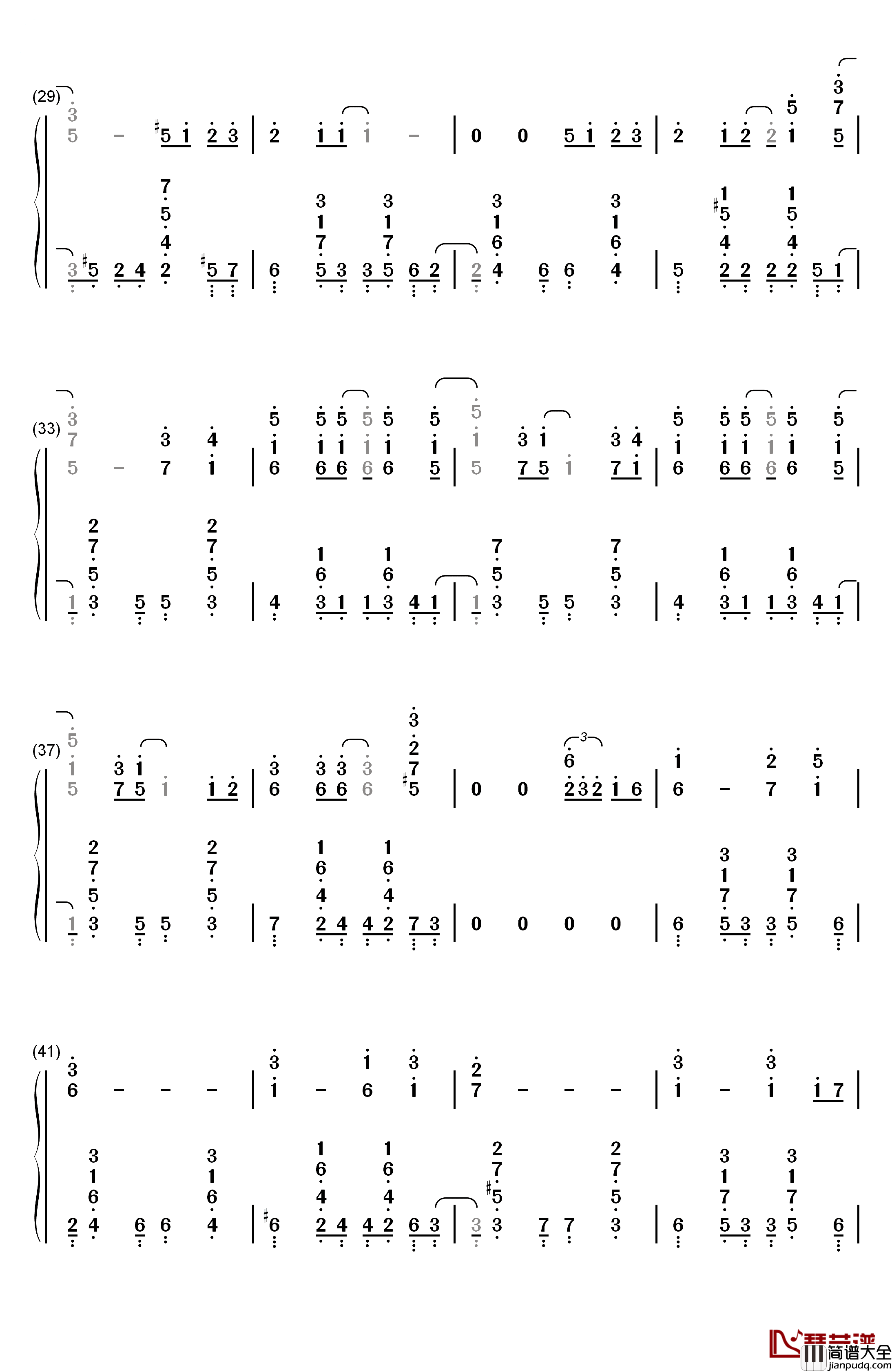 Summer爵士版钢琴简谱_数字双手_久石让