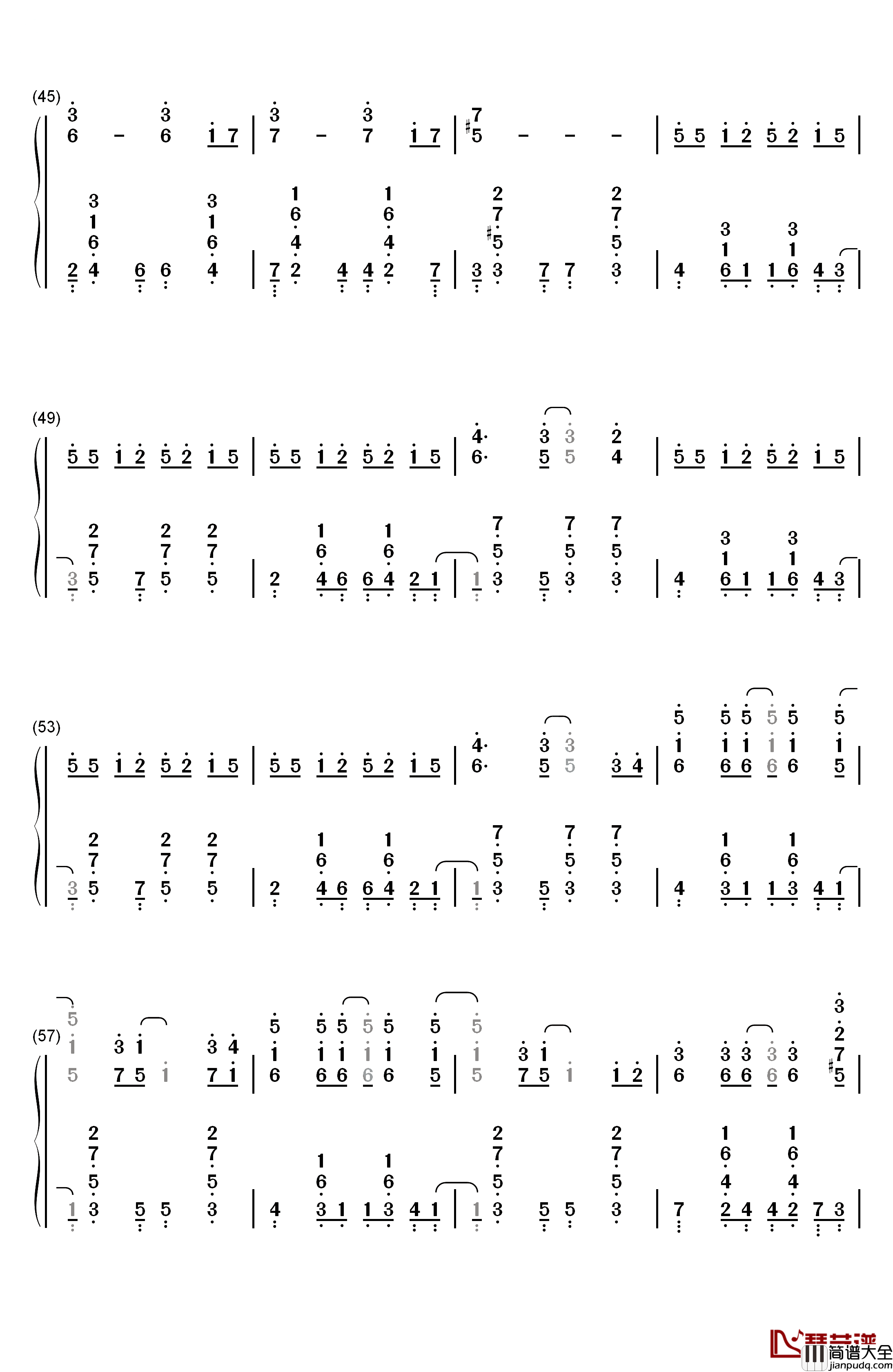 Summer爵士版钢琴简谱_数字双手_久石让