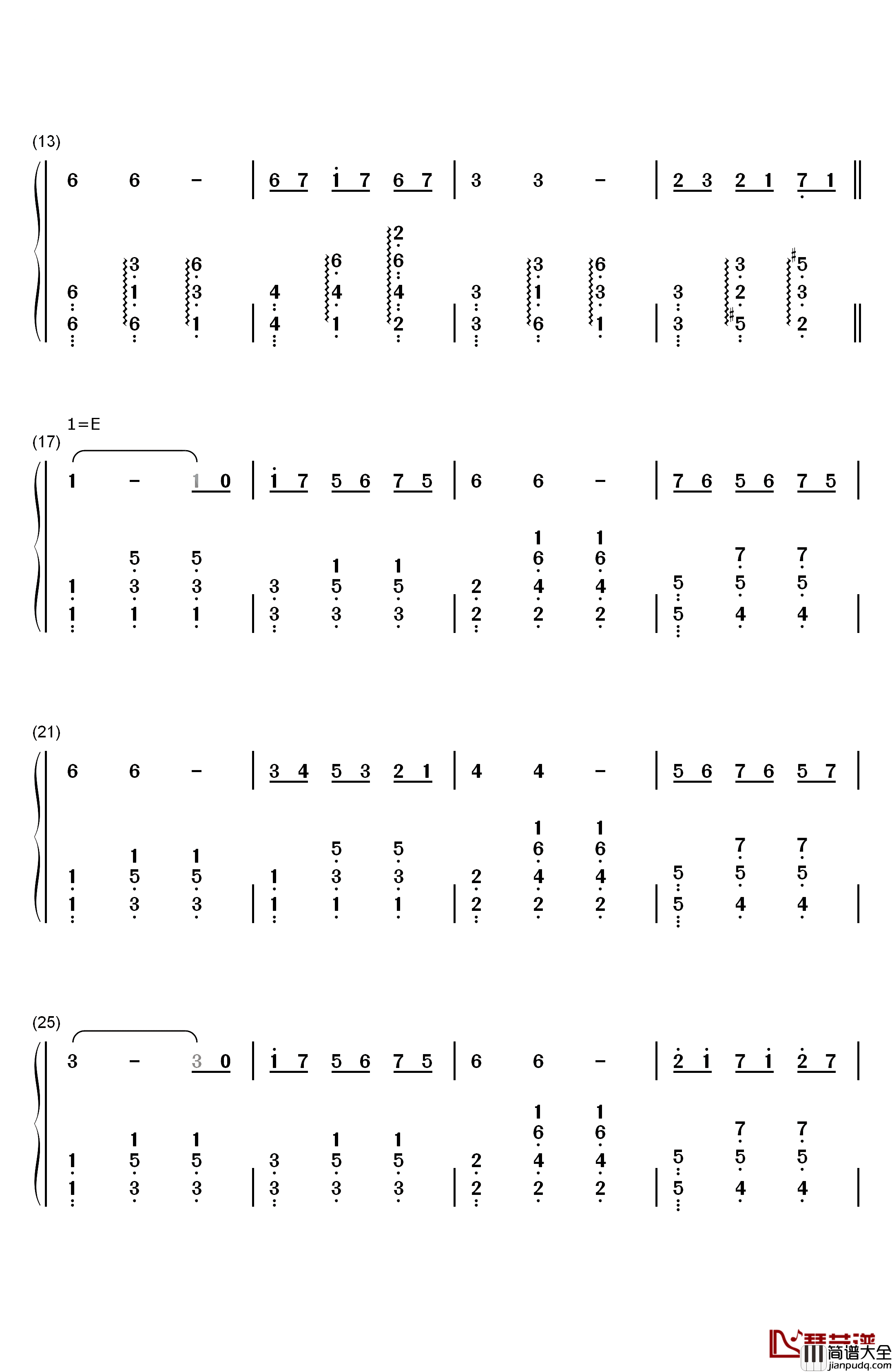 重归苏莲托钢琴简谱_数字双手_埃尔内斯托·第·库尔蒂斯