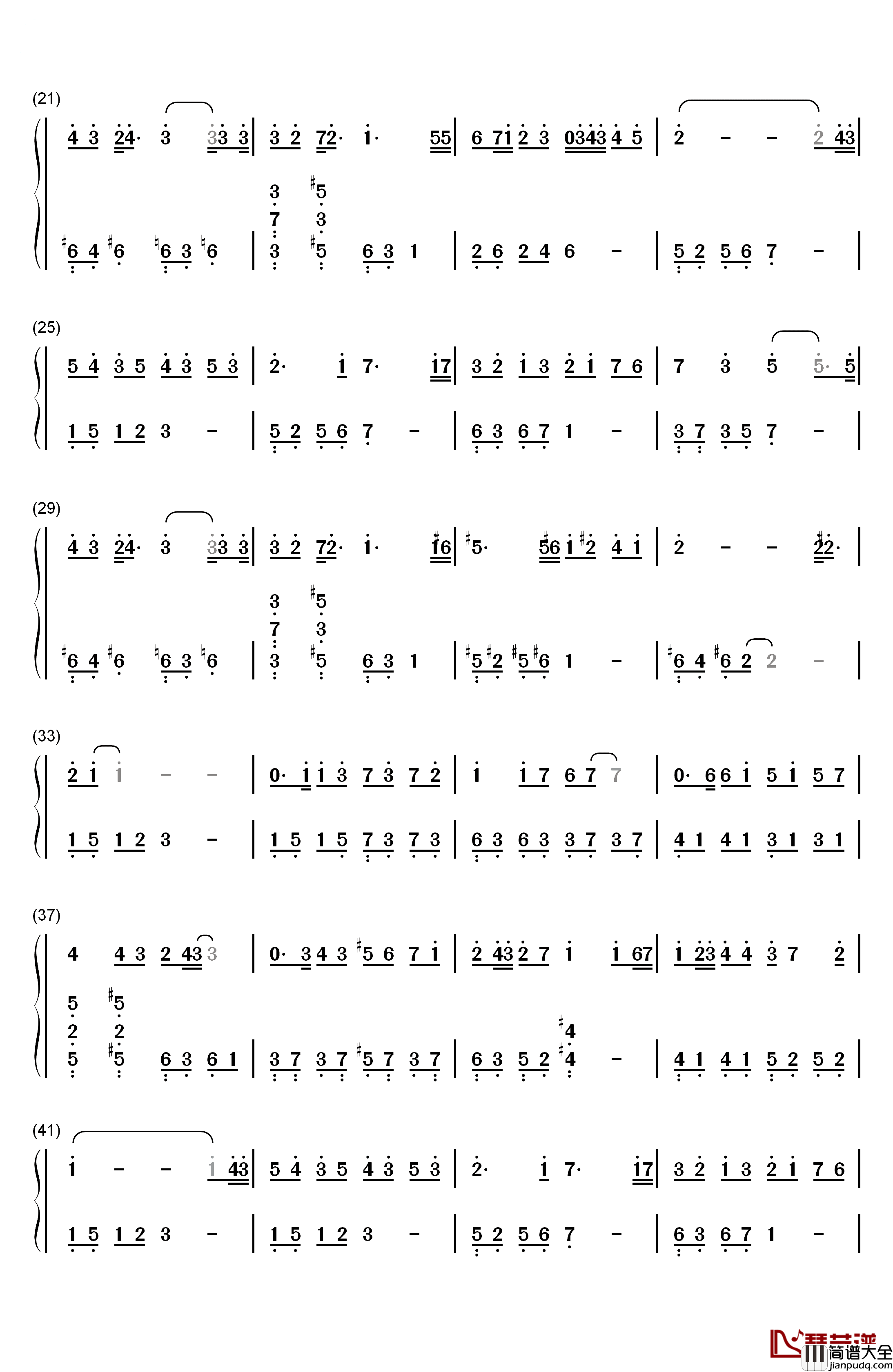 最暖的忧伤钢琴简谱_数字双手_田馥甄