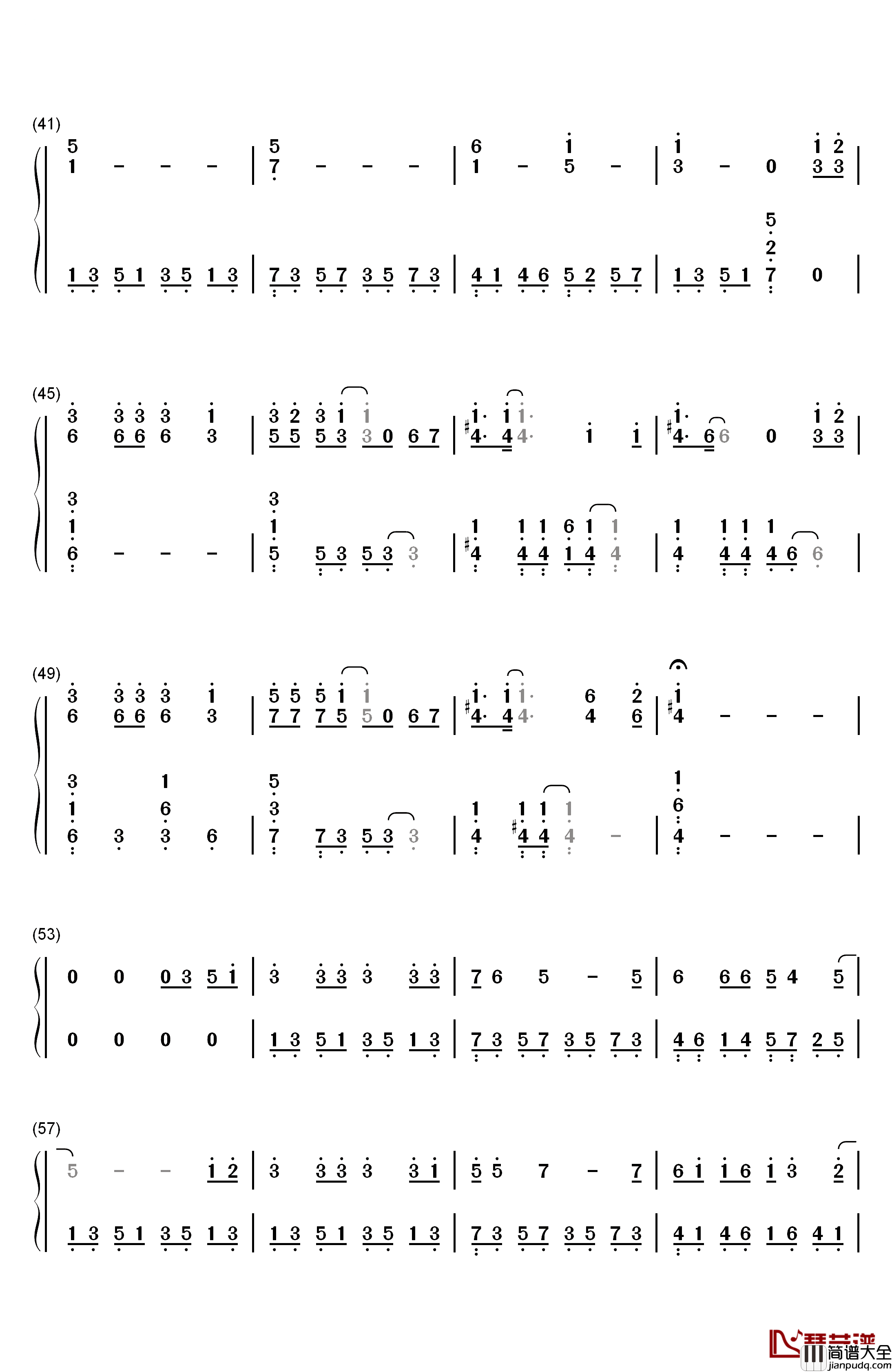 少女的祈祷钢琴简谱_数字双手_杨千嬅