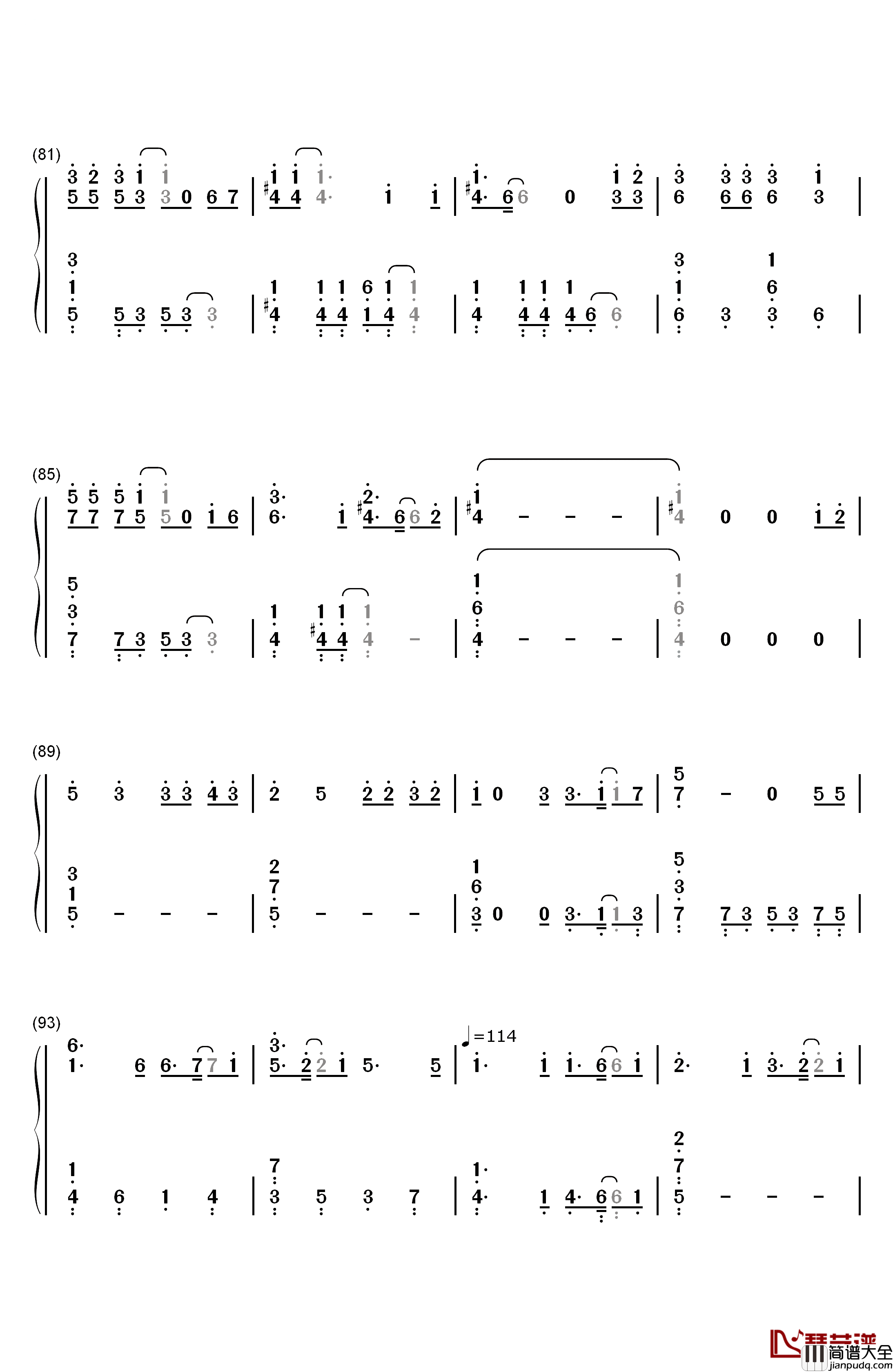 少女的祈祷钢琴简谱_数字双手_杨千嬅