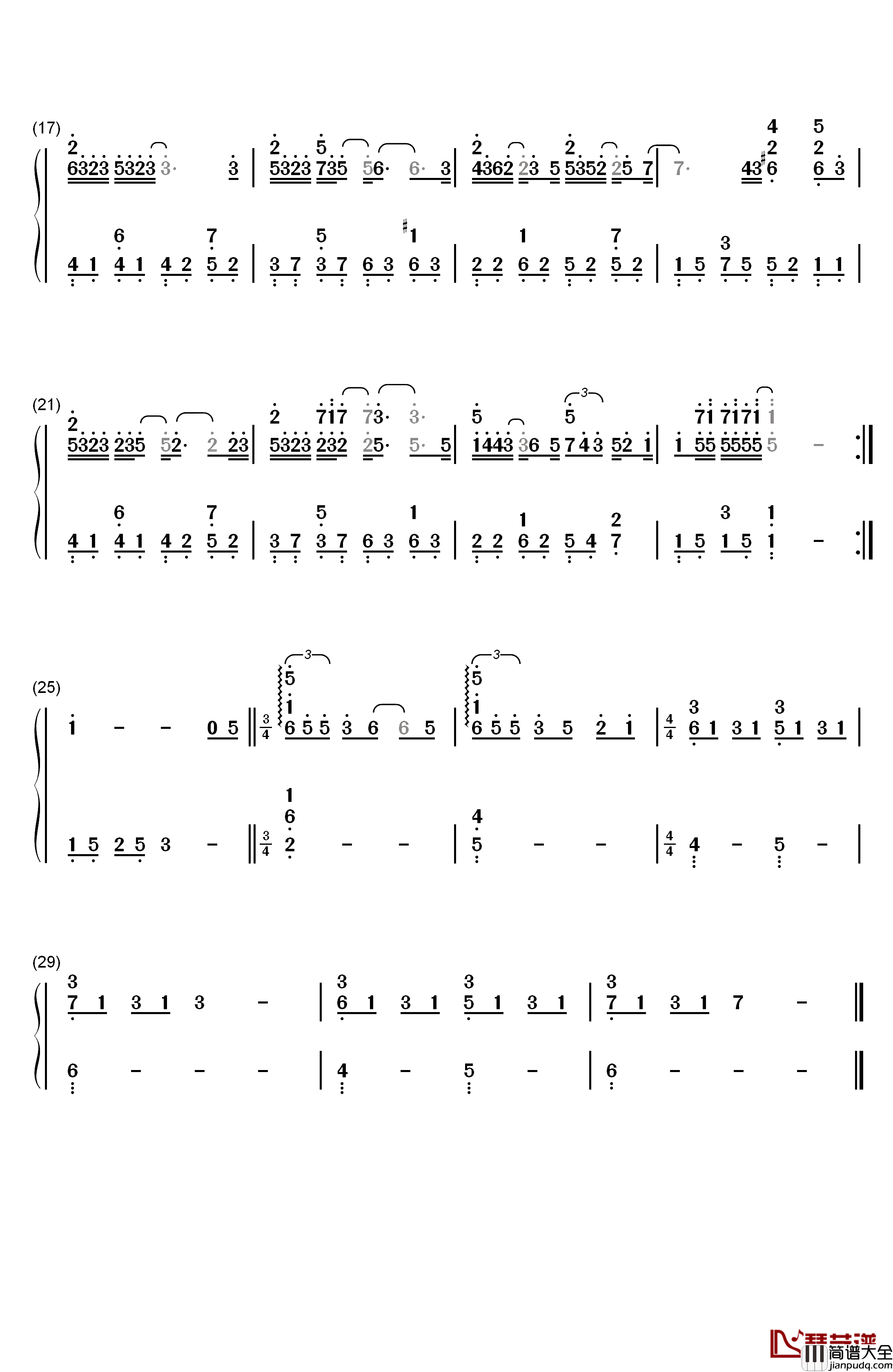 怪咖钢琴简谱_数字双手_薛之谦_杨迪