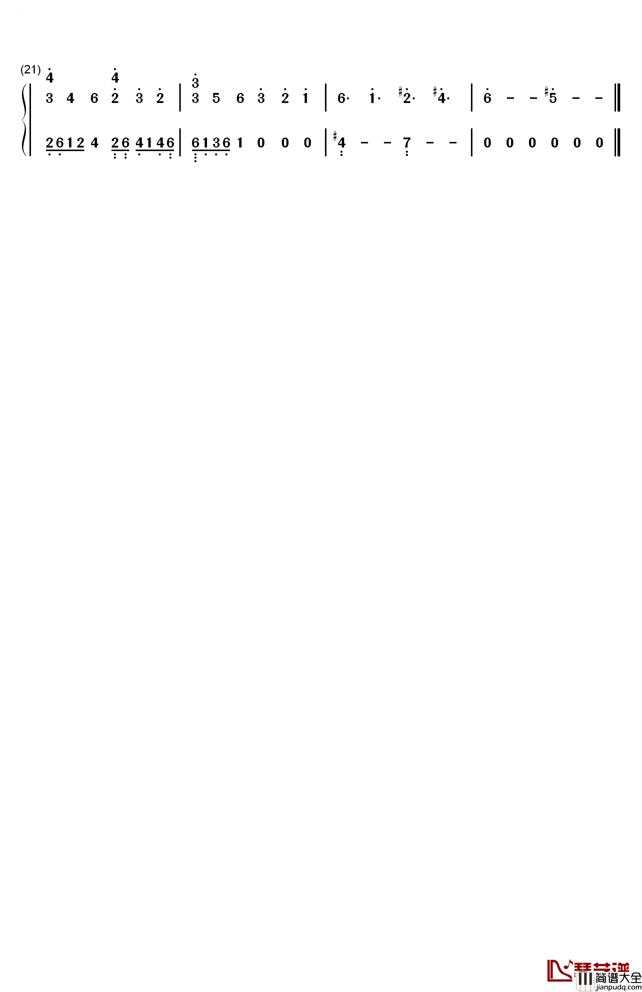 遺サレタ場所斜光钢琴简谱_数字双手_冈部启一