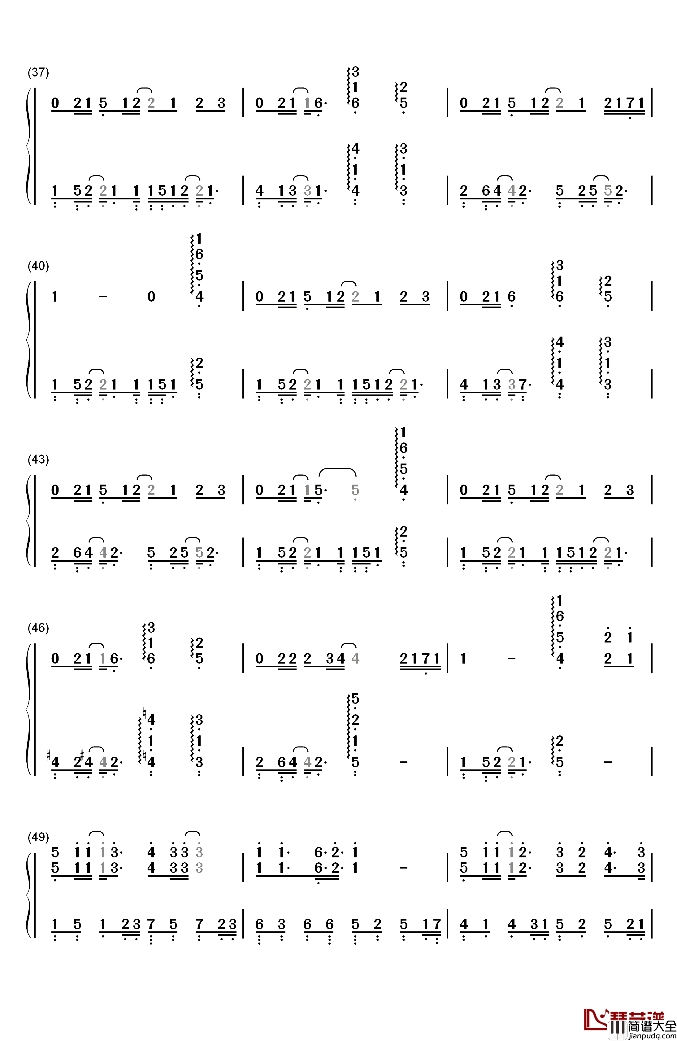 平凡的一天钢琴简谱_数字双手_毛不易