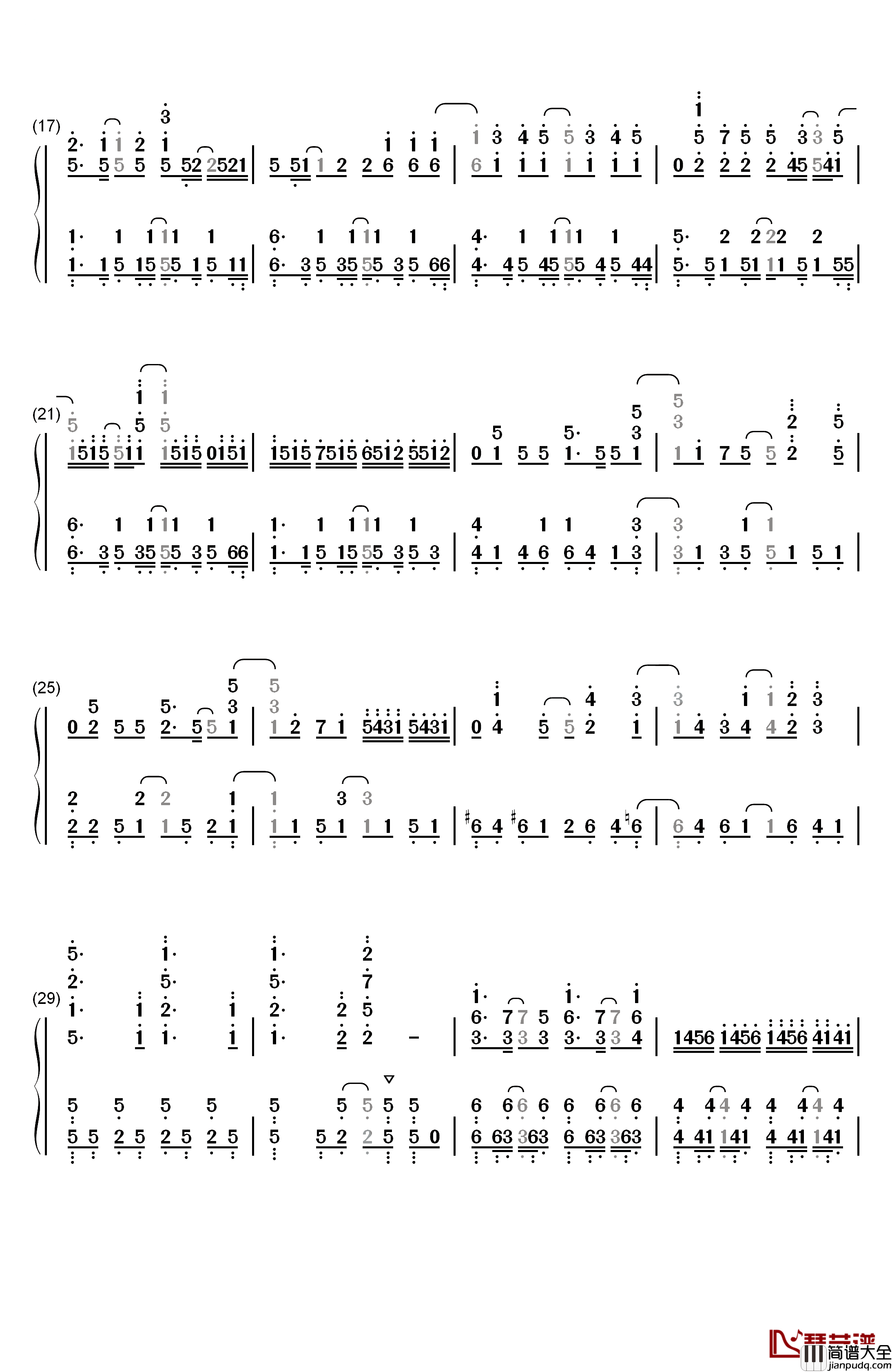 永遠のひとつ钢琴简谱_数字双手_田村由香里