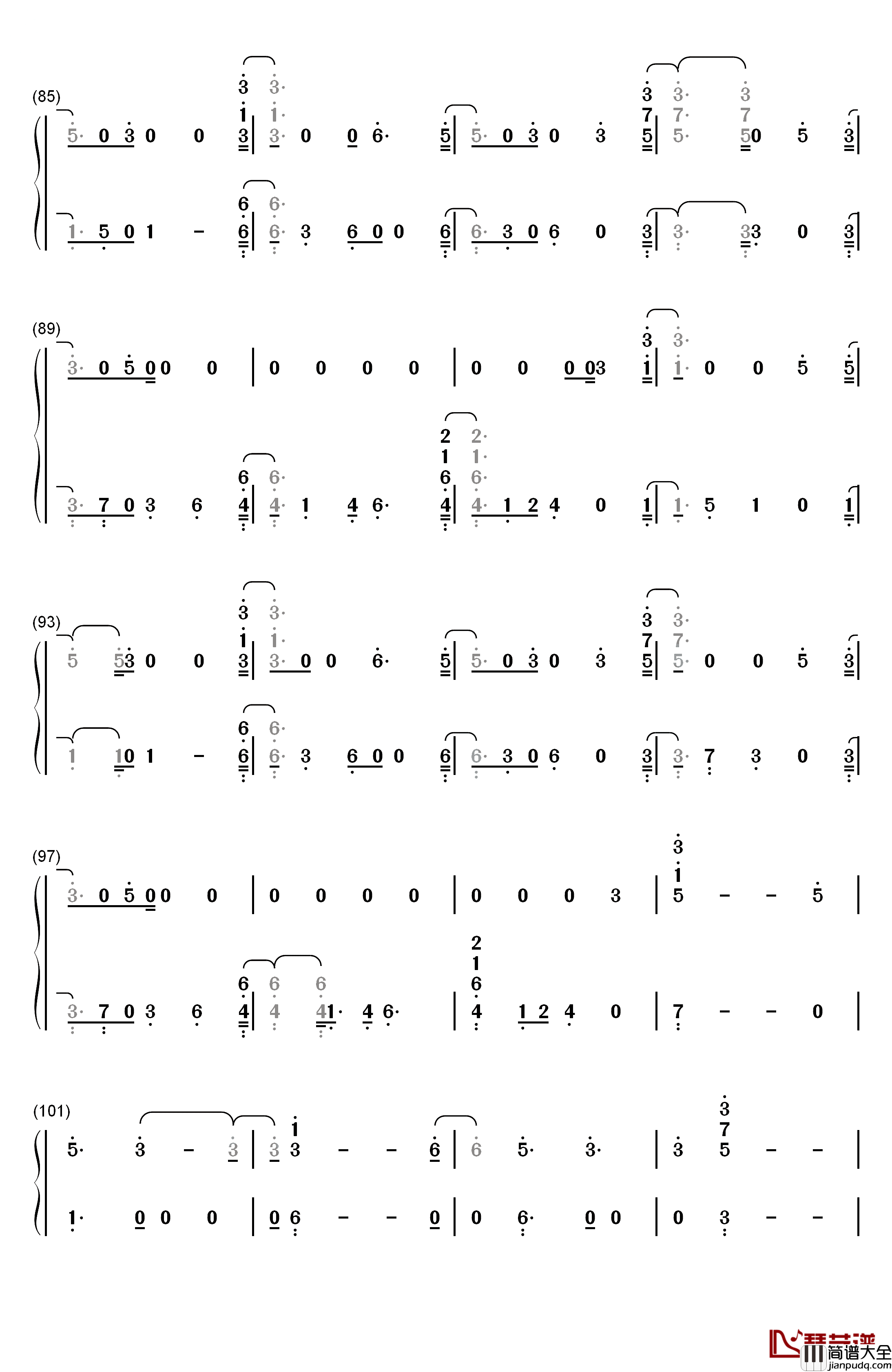 Yeah_Right钢琴简谱_数字双手_Joji
