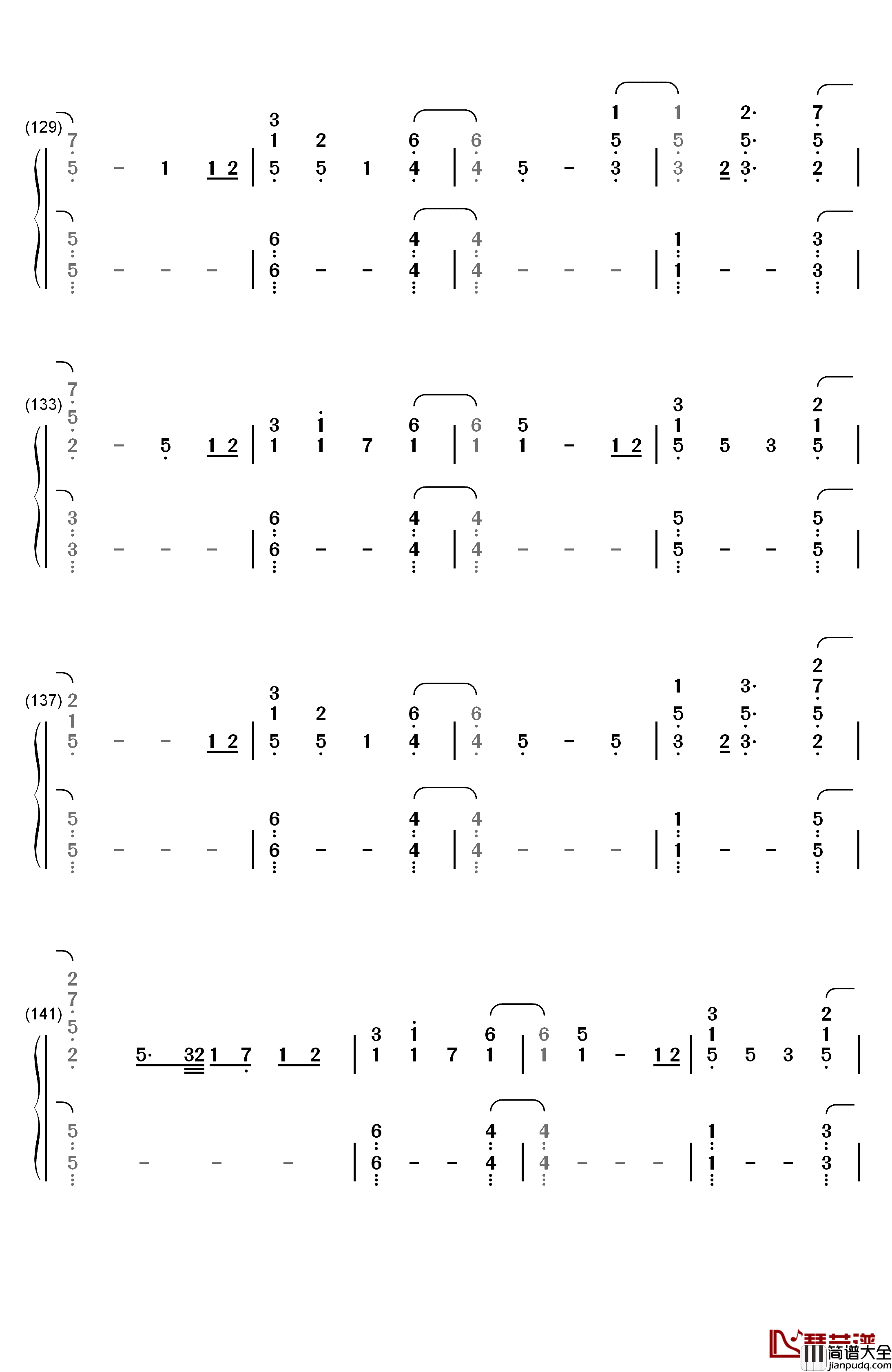Everglow钢琴简谱_数字双手_Coldplay