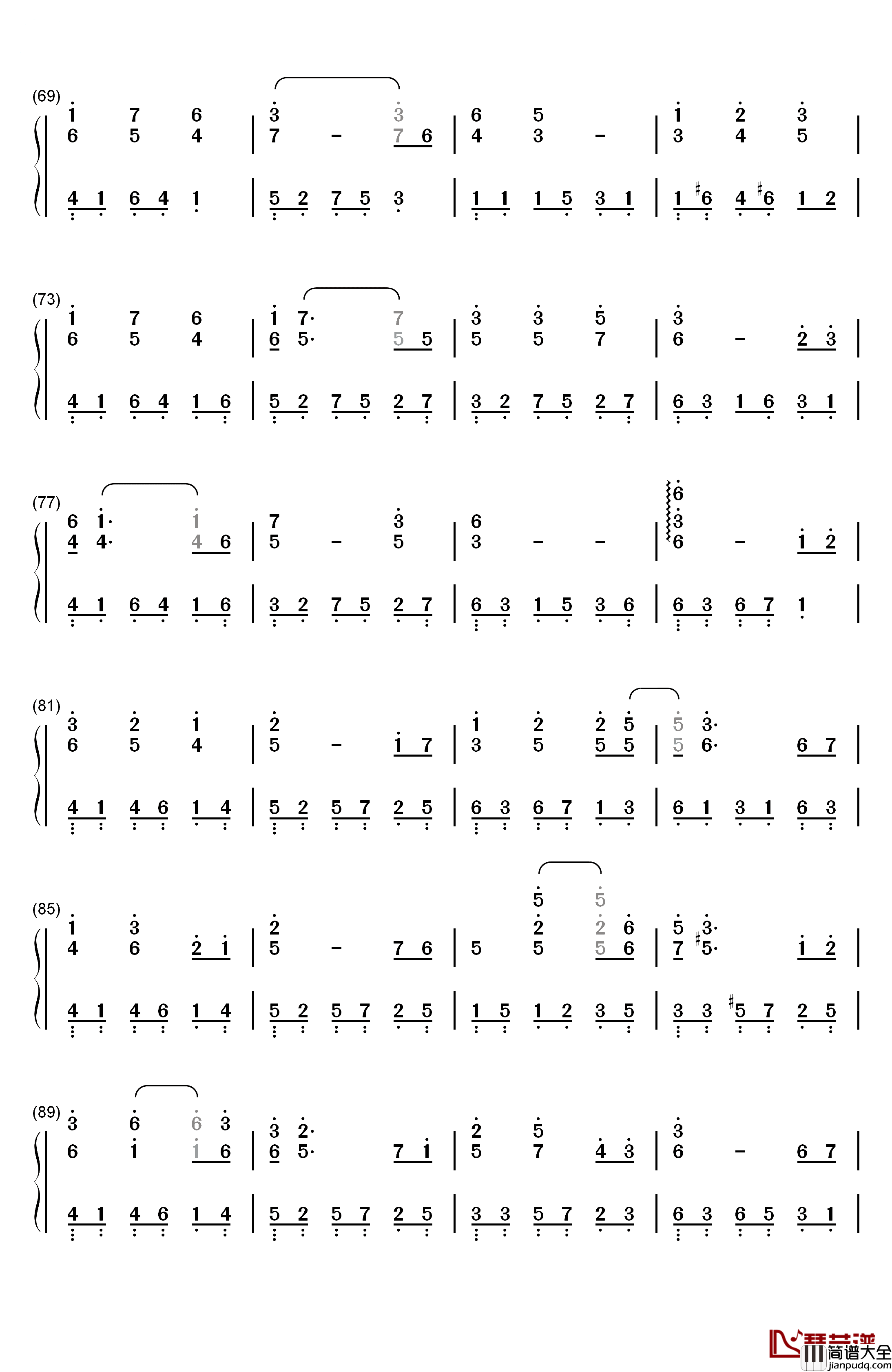 血如墨钢琴简谱_数字双手_张碧晨