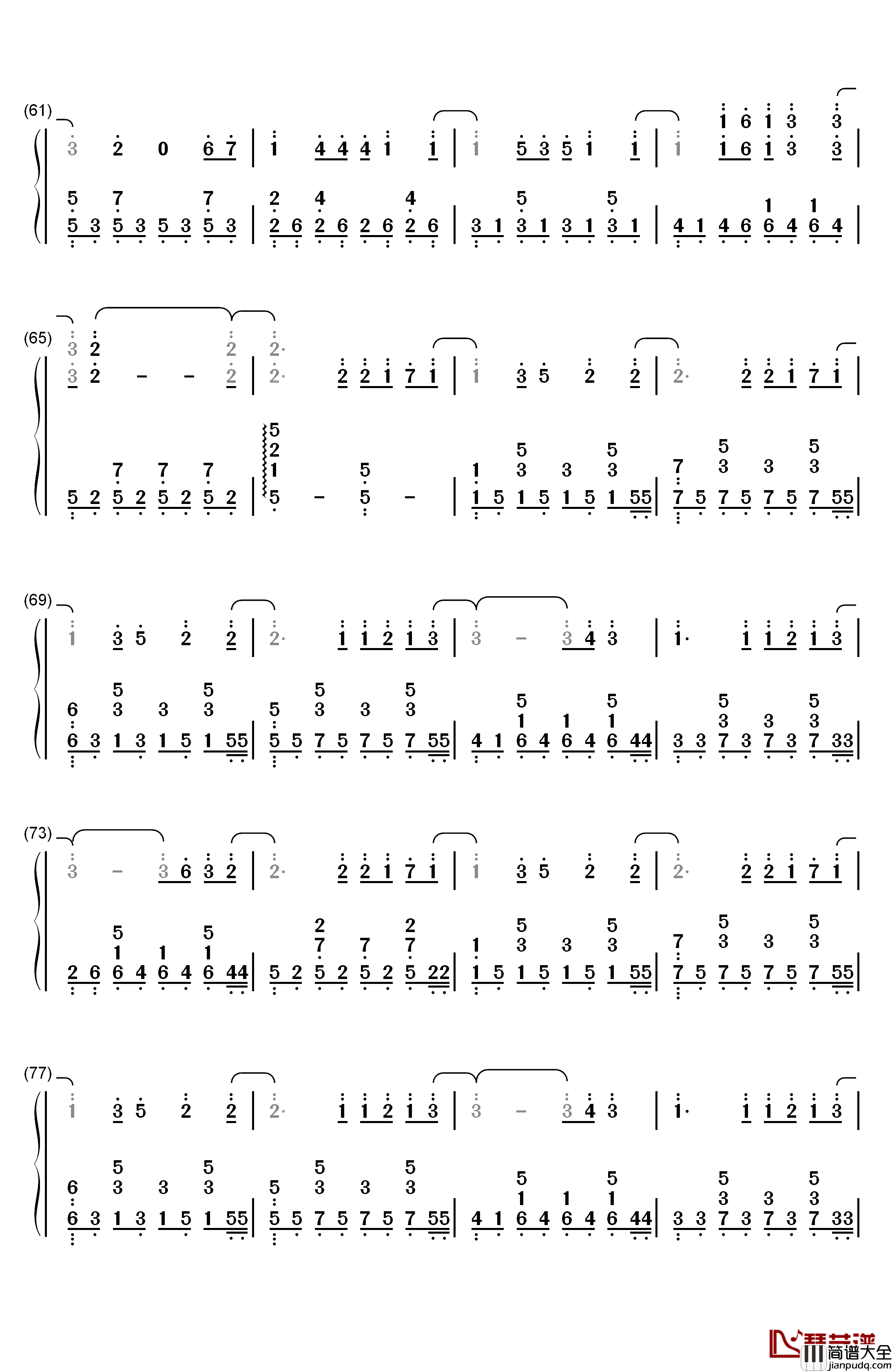 听见下雨的声音钢琴简谱_数字双手_周杰伦