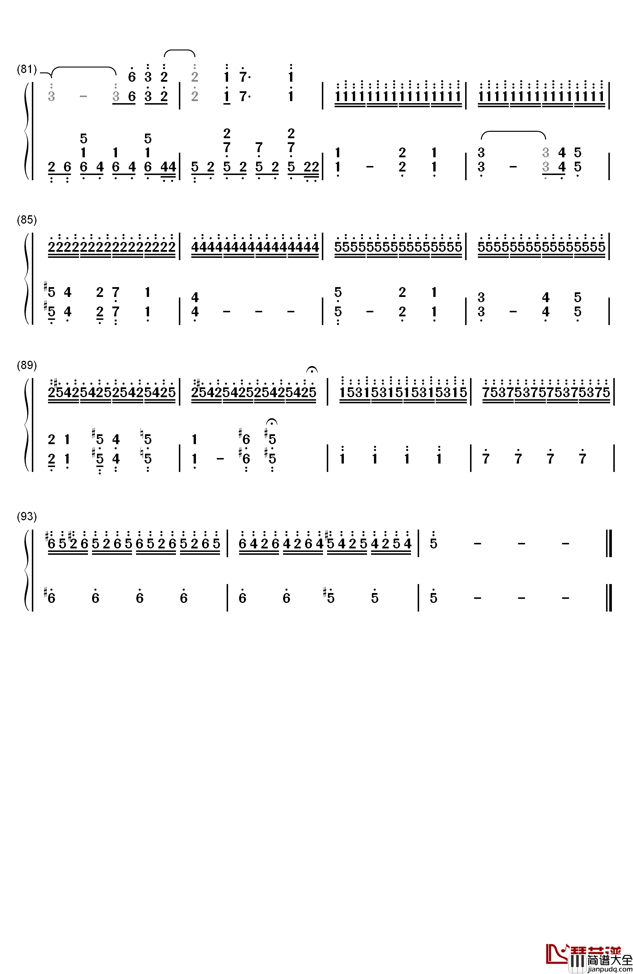 听见下雨的声音钢琴简谱_数字双手_周杰伦