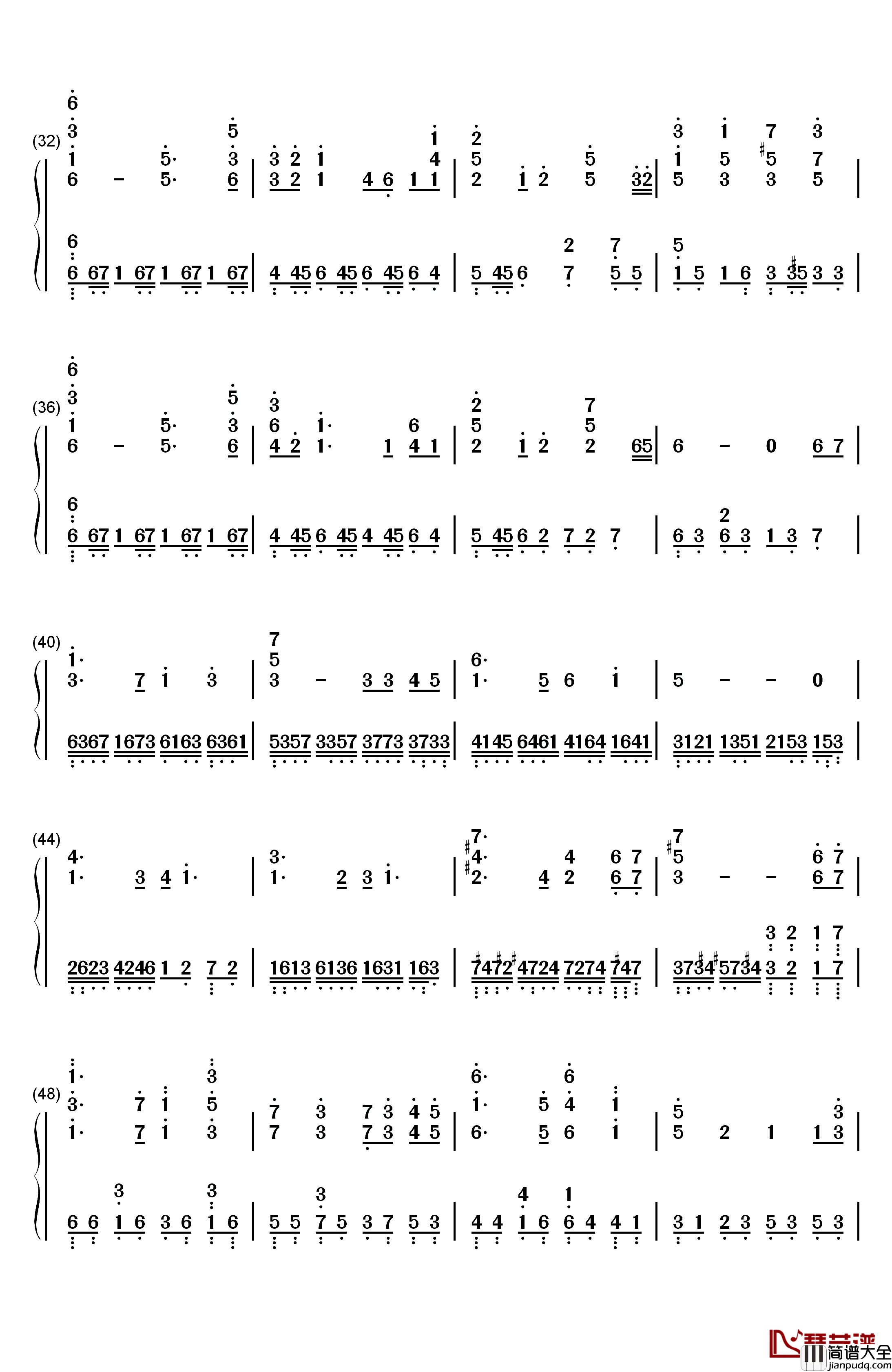 天空之城钢琴简谱_数字双手_久石让