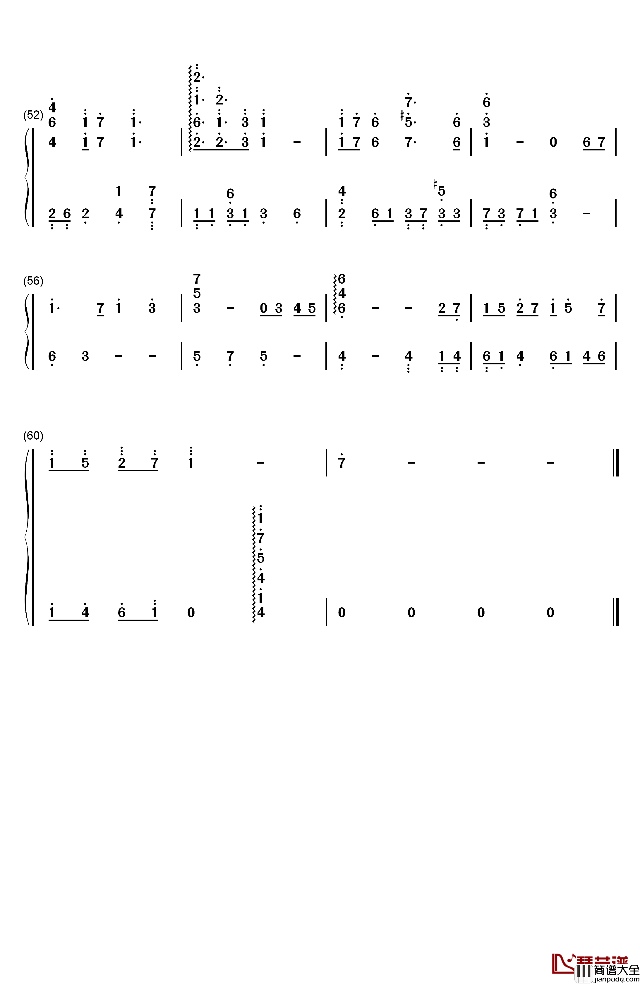 天空之城钢琴简谱_数字双手_久石让