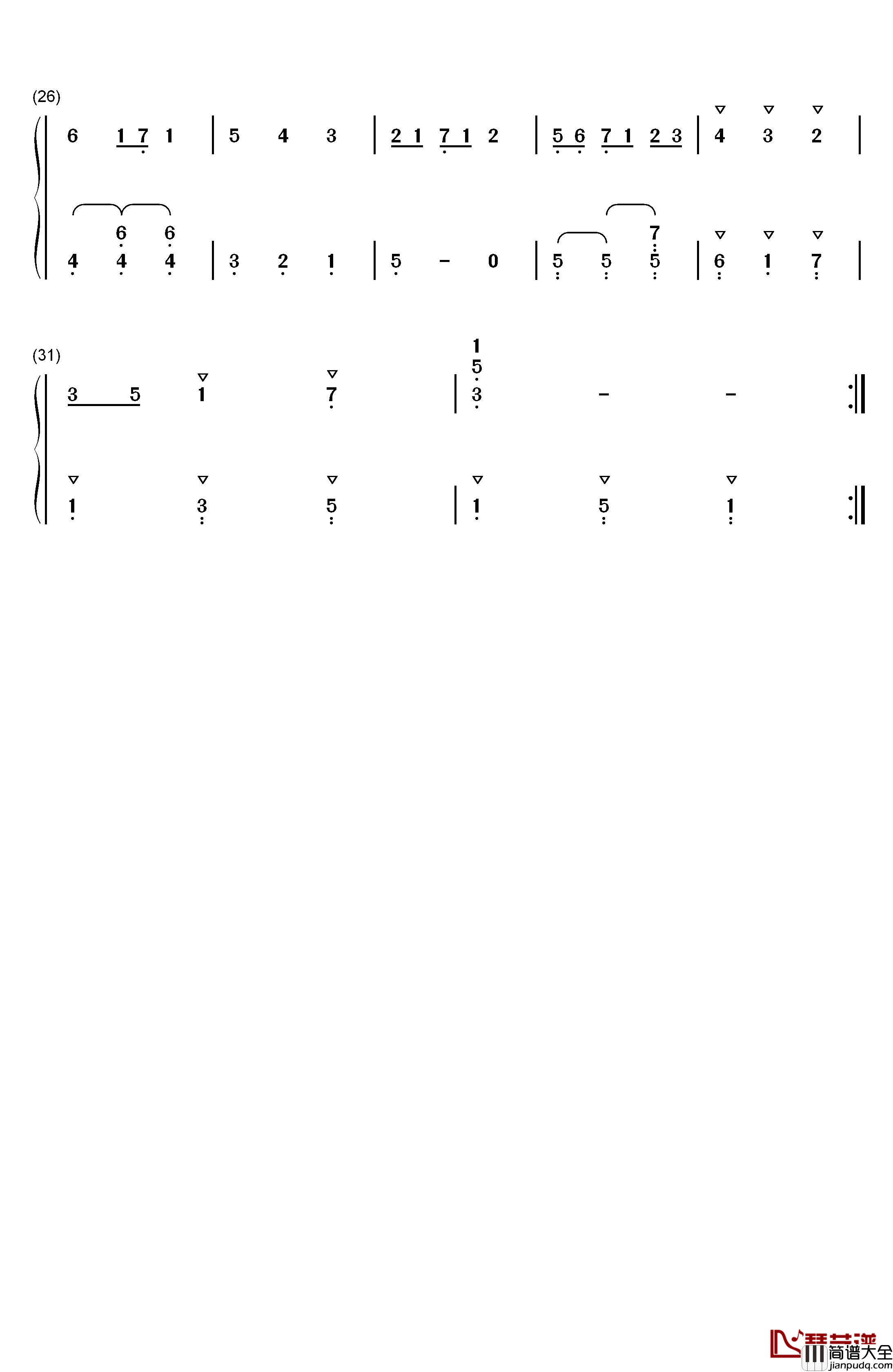 小步舞曲_1钢琴简谱_数字双手_巴赫