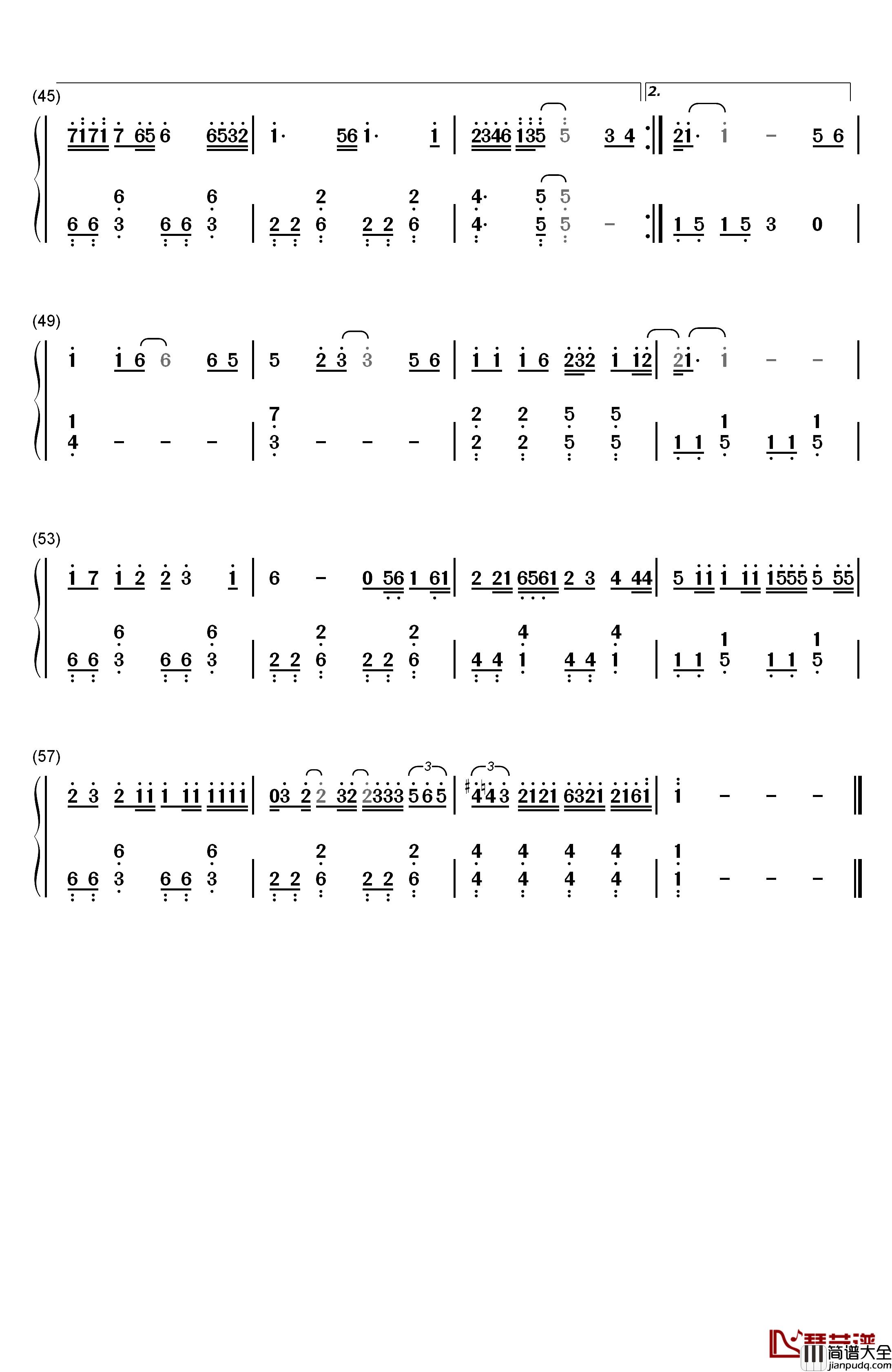 再见只是陌生人钢琴简谱_数字双手_庄心妍