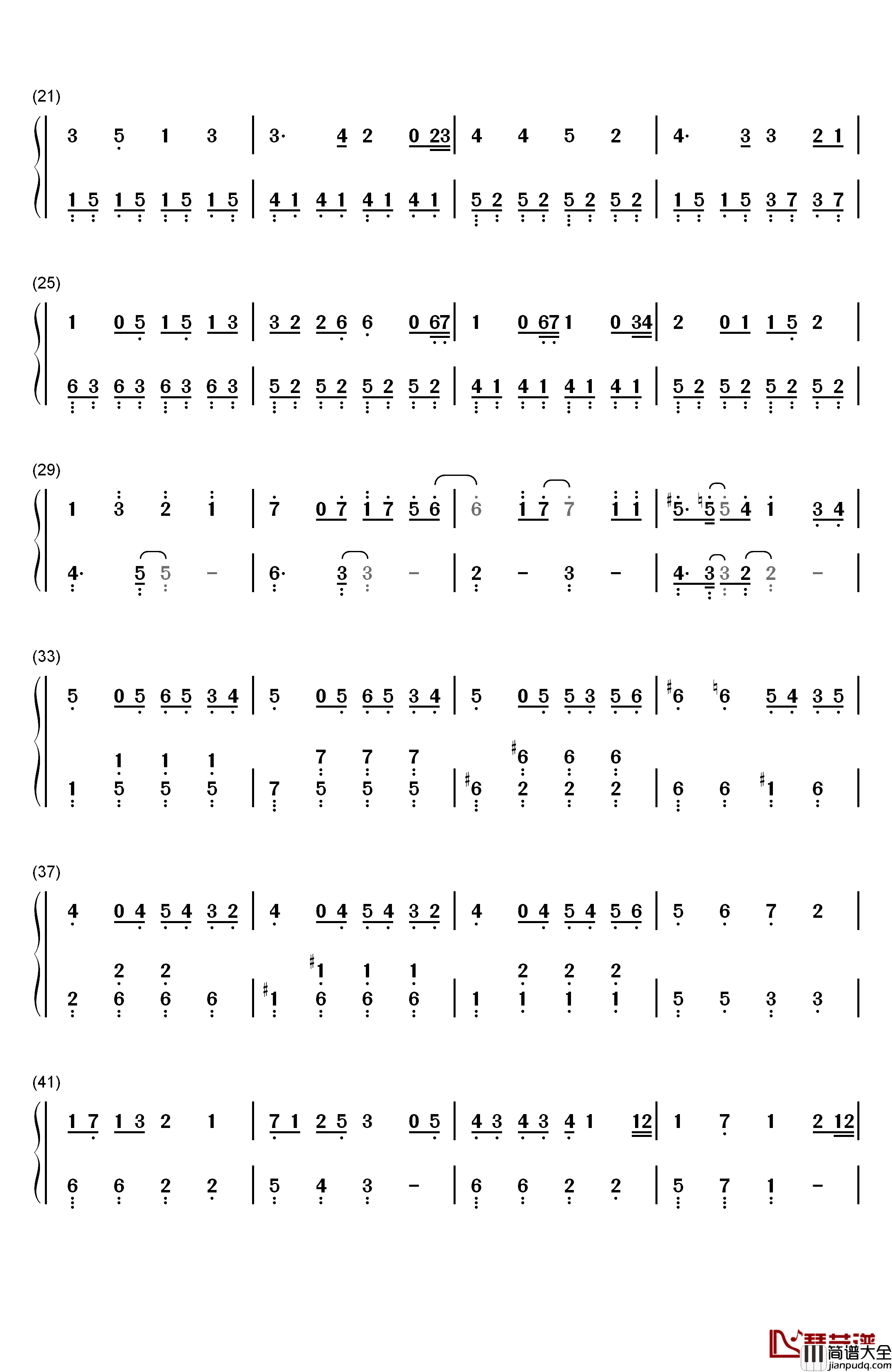 アイノカタチ钢琴简谱_数字双手_MISIA_HIDE