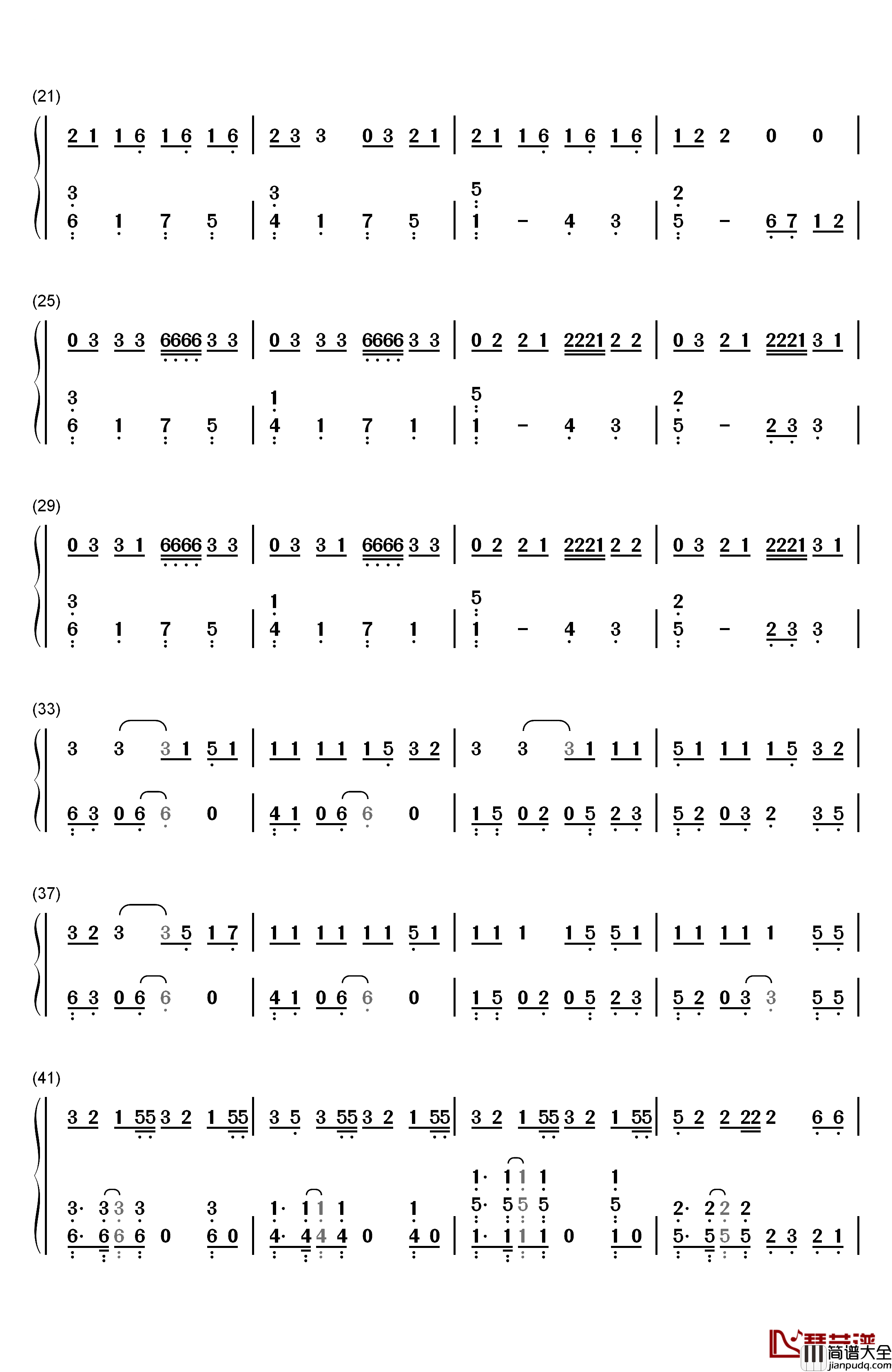 BINGBIAN病变钢琴简谱_数字双手_cubi_Aydo