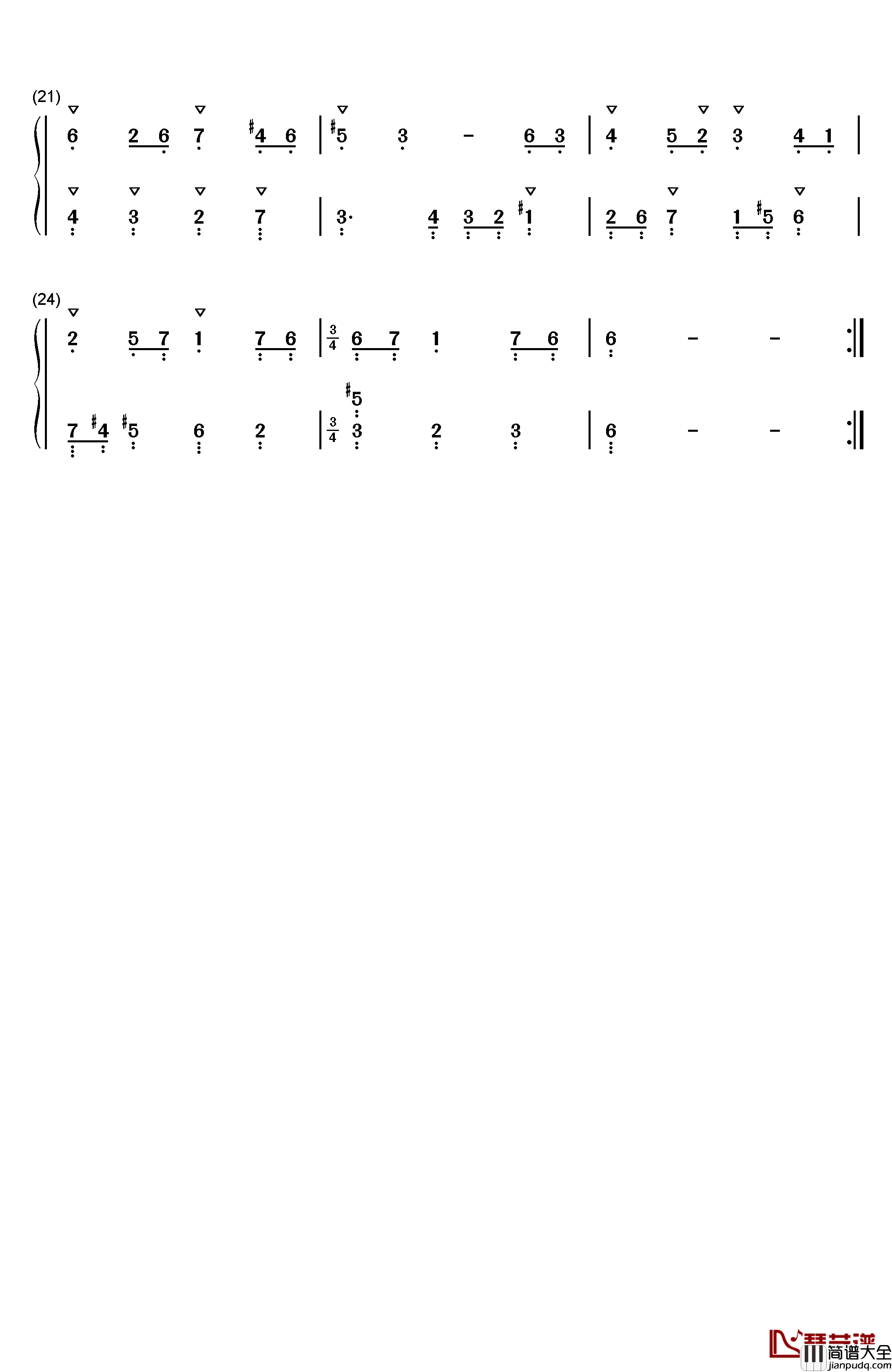 布列舞曲_12钢琴简谱_数字双手_巴赫