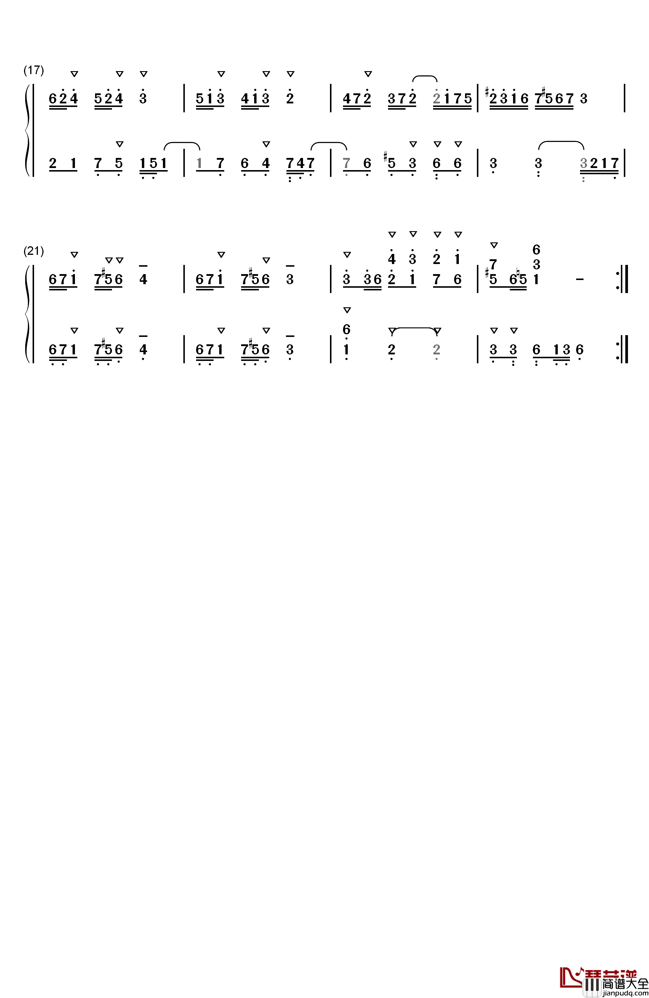 波罗涅兹舞曲_17钢琴简谱_数字双手_巴赫