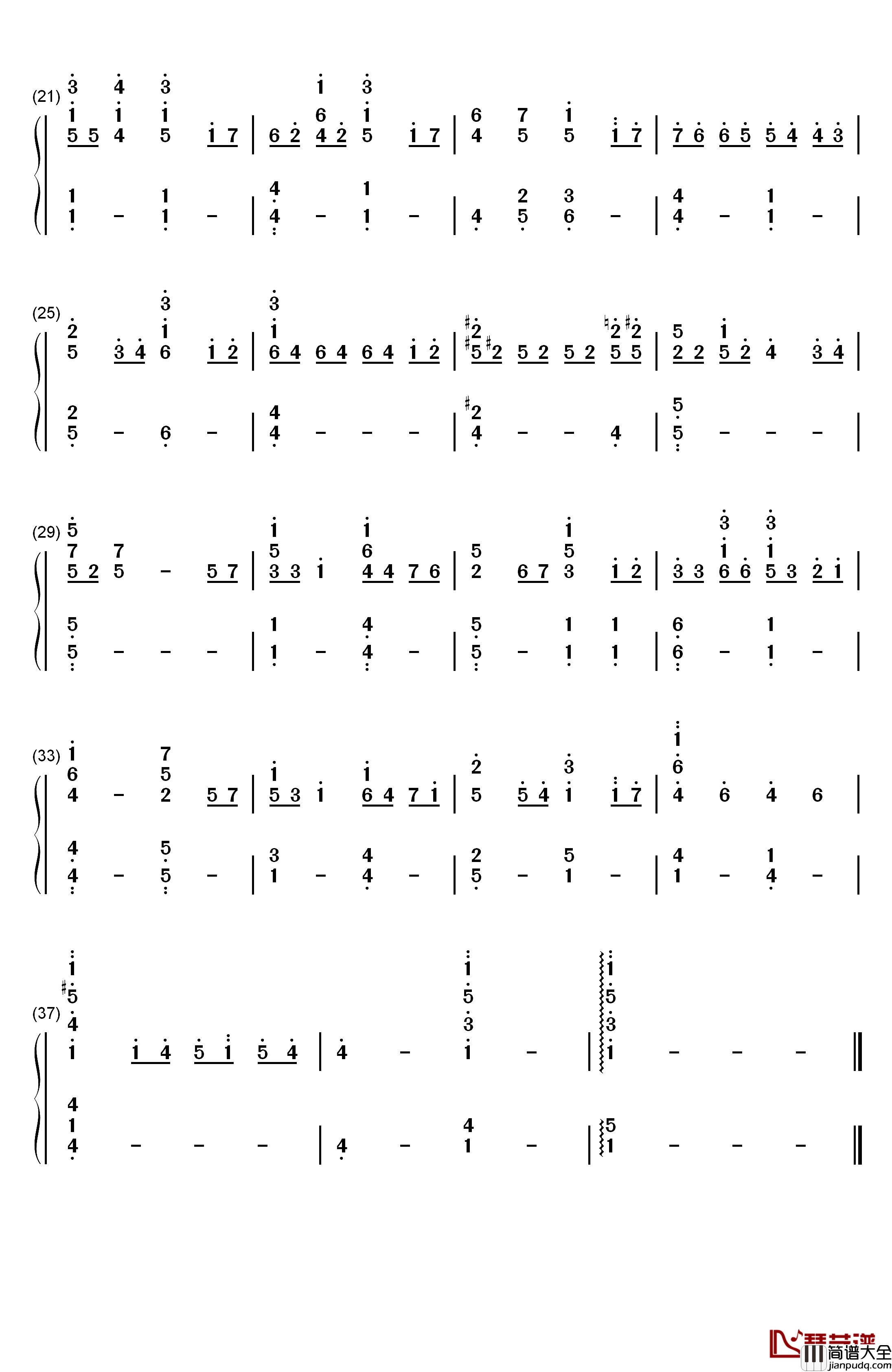 懐かしい安らぎ钢琴简谱_数字双手_川田瑠夏