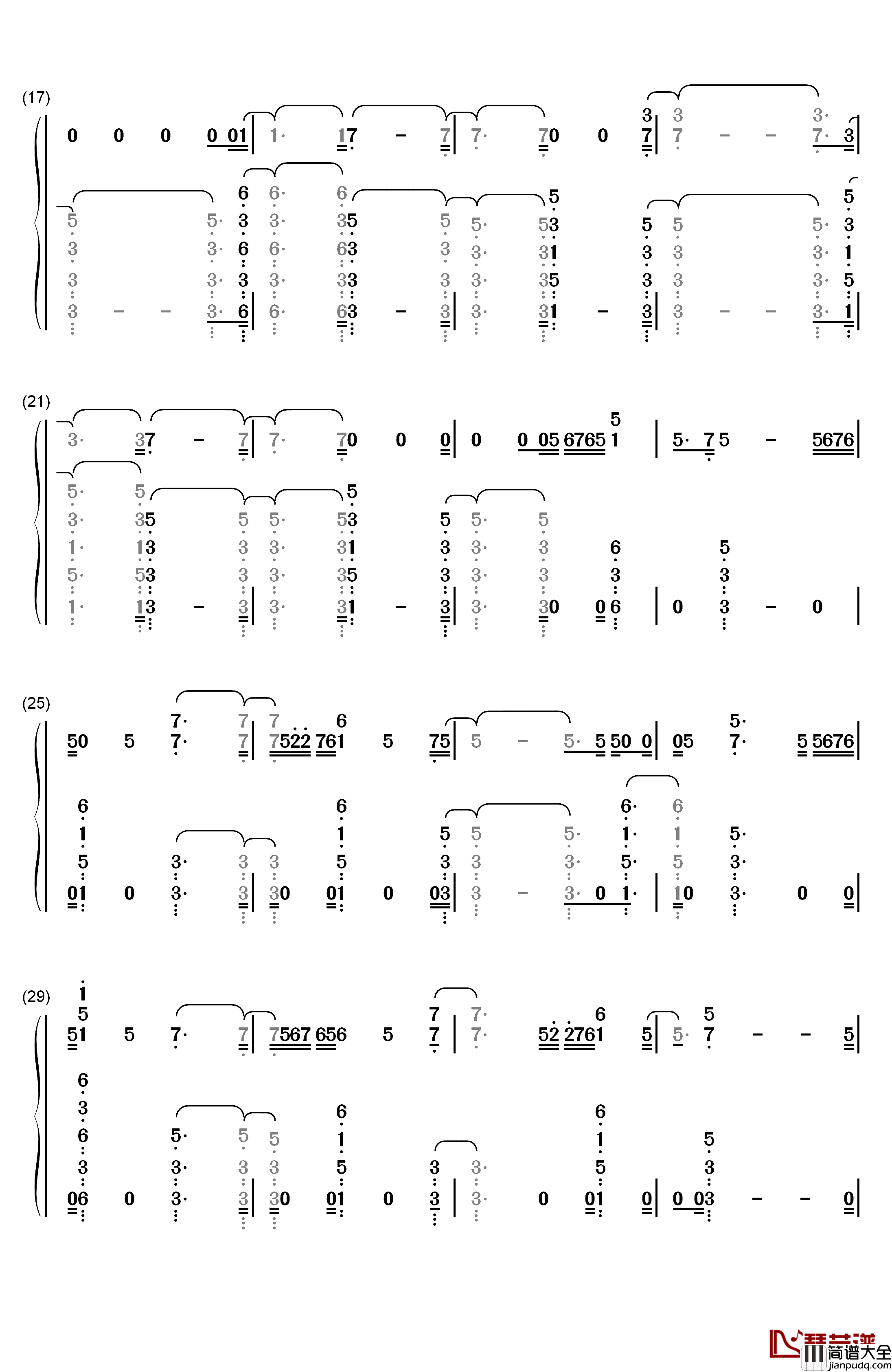 Let_You_Down钢琴简谱_数字双手_NF