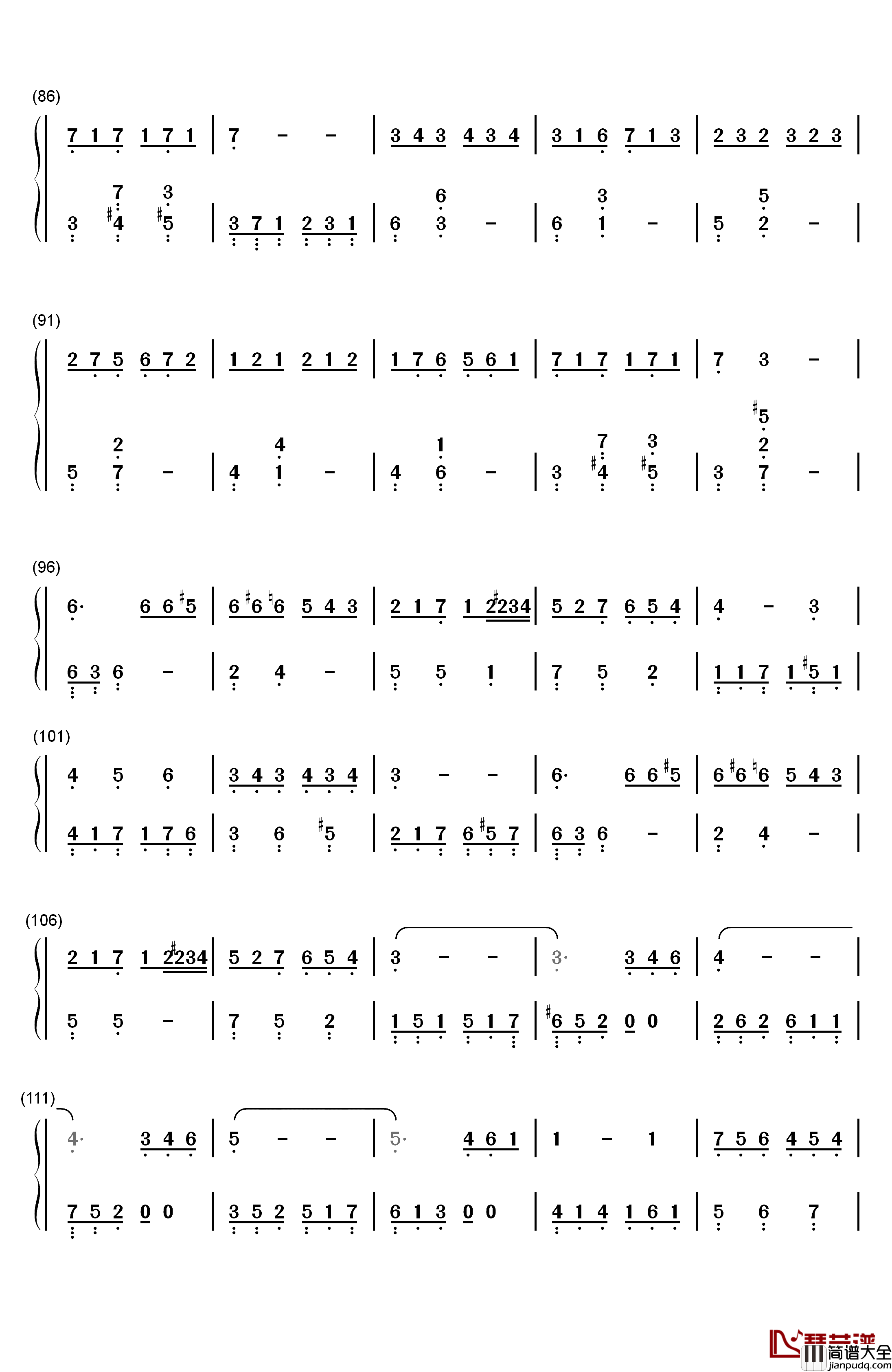 巴哈钢琴简谱_数字双手_林仁建