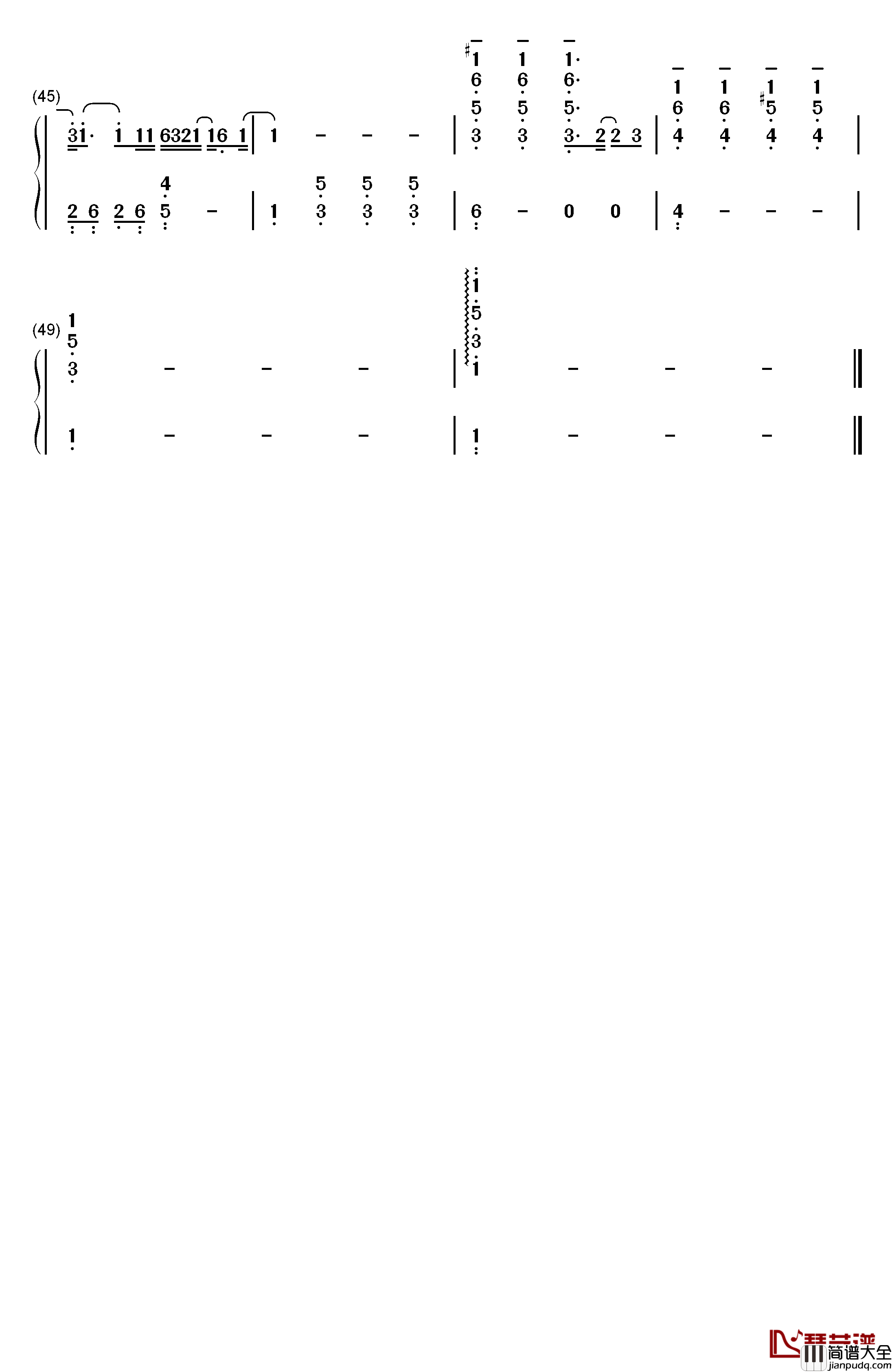 不搭钢琴简谱_数字双手_李荣浩