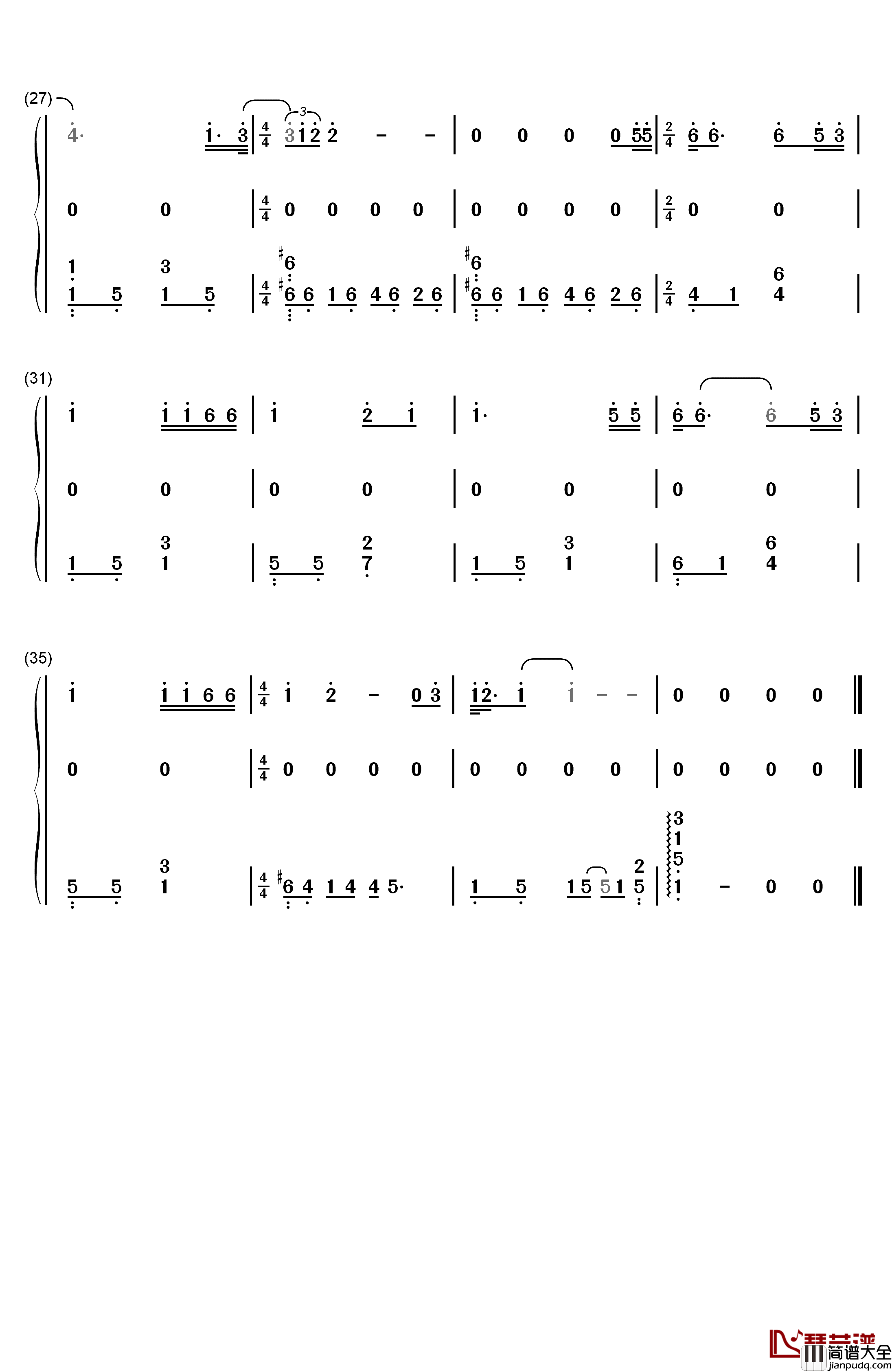 喵喵之歌钢琴简谱_数字双手_犬山犬子