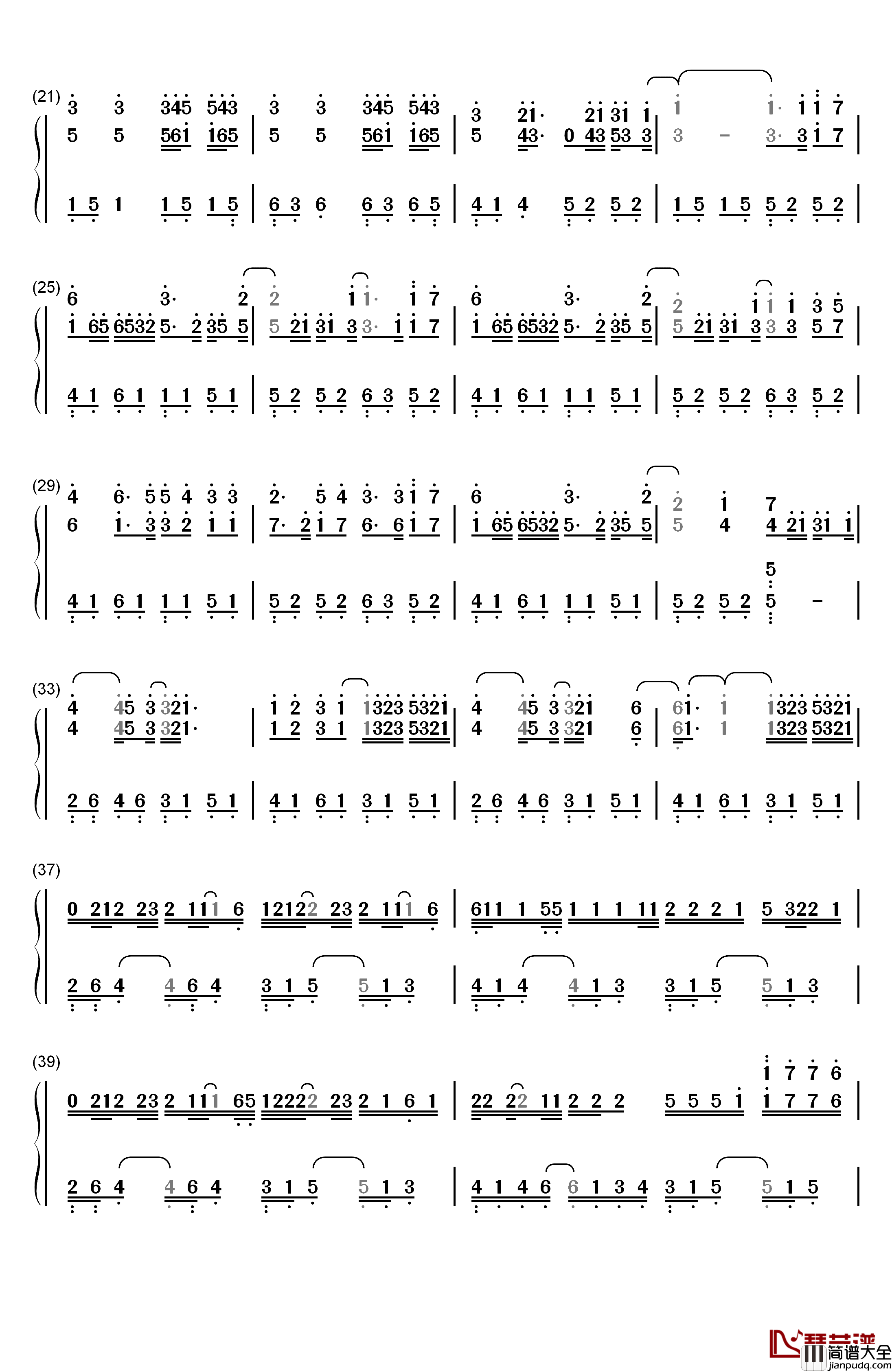 一百万个可能钢琴简谱_数字双手_Christine_Welch