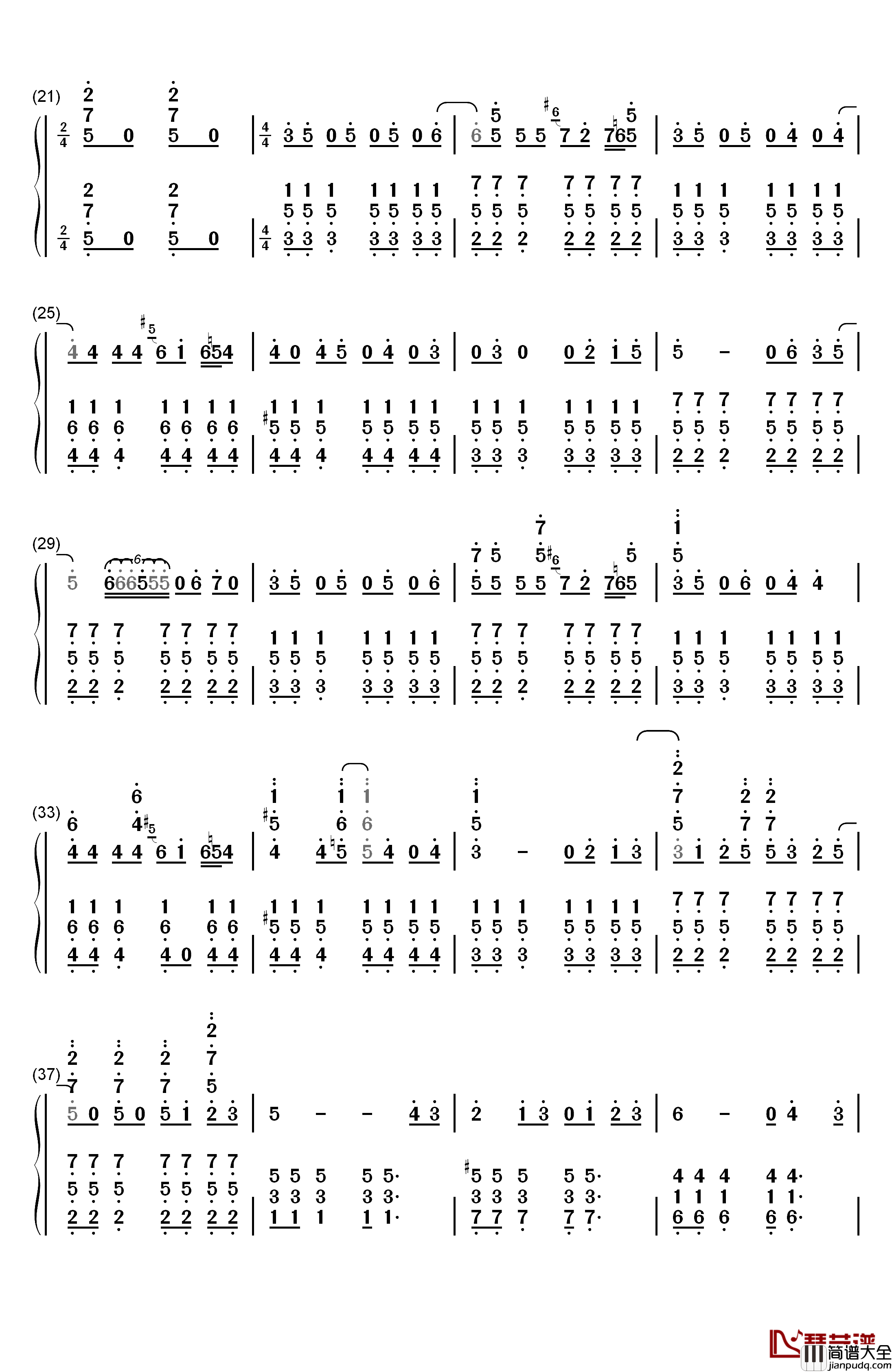 Hooked_on_a_Feeling钢琴简谱_数字双手_Blue_Swede