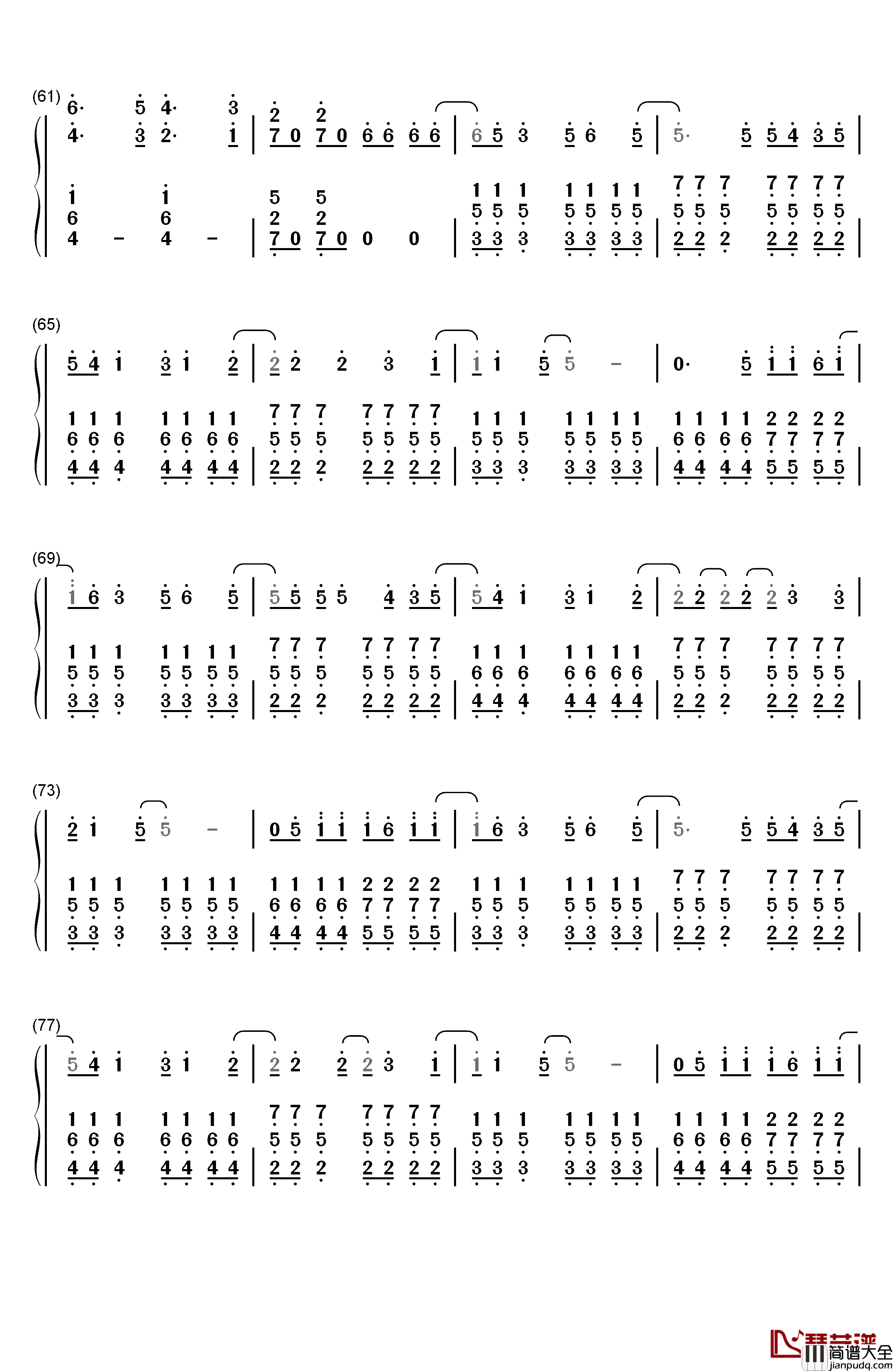 Hooked_on_a_Feeling钢琴简谱_数字双手_Blue_Swede