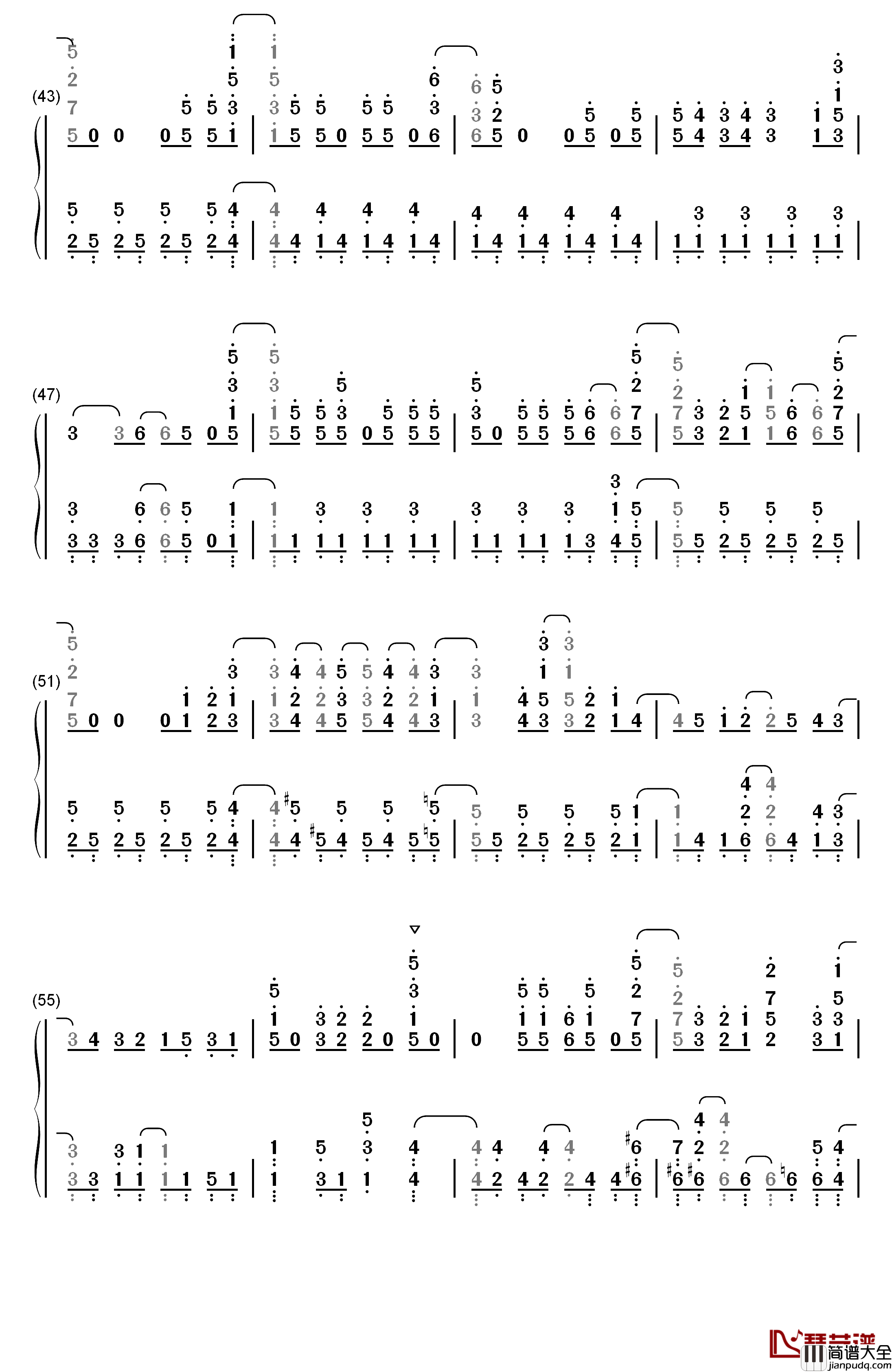 君のせい钢琴简谱_数字双手_The_Peggies