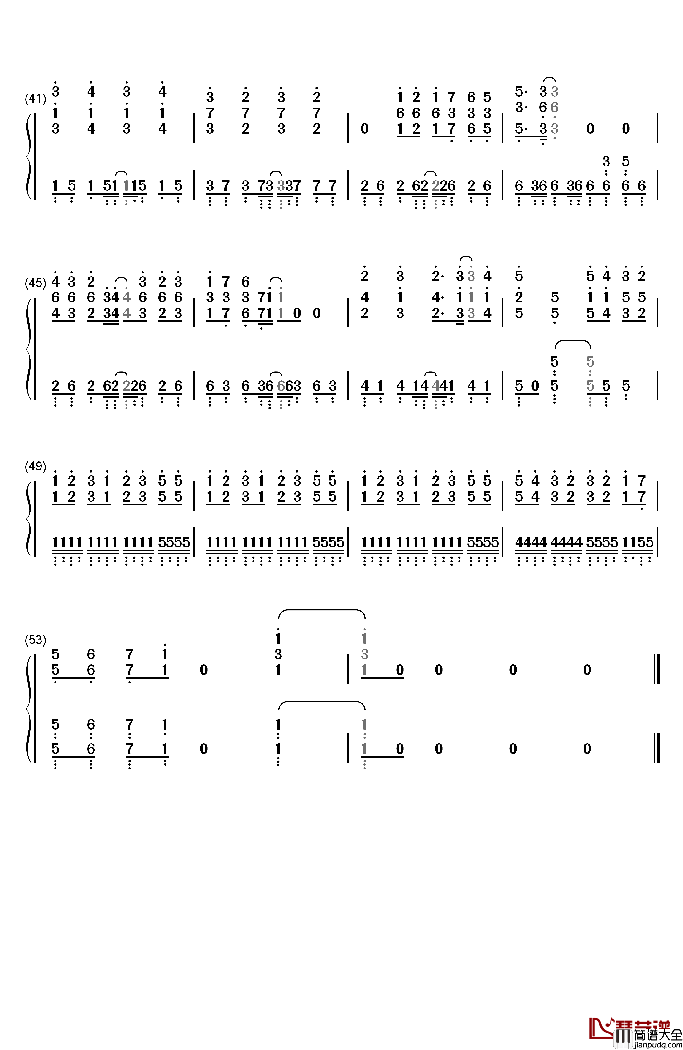 Sentimental_Generation钢琴简谱_数字双手_时东亚美