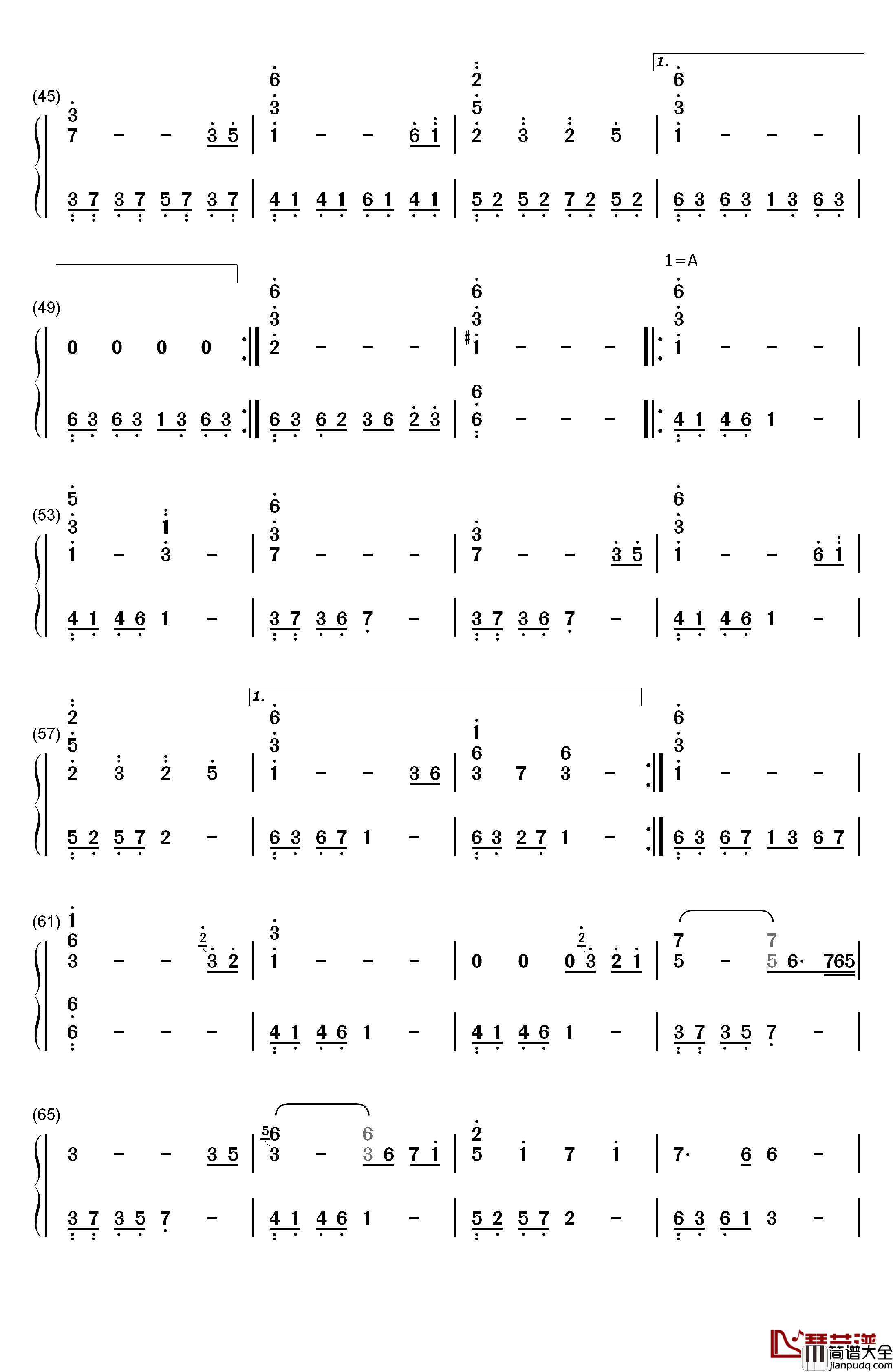 渡る者の途絶えた桥钢琴简谱_数字双手_东方Project