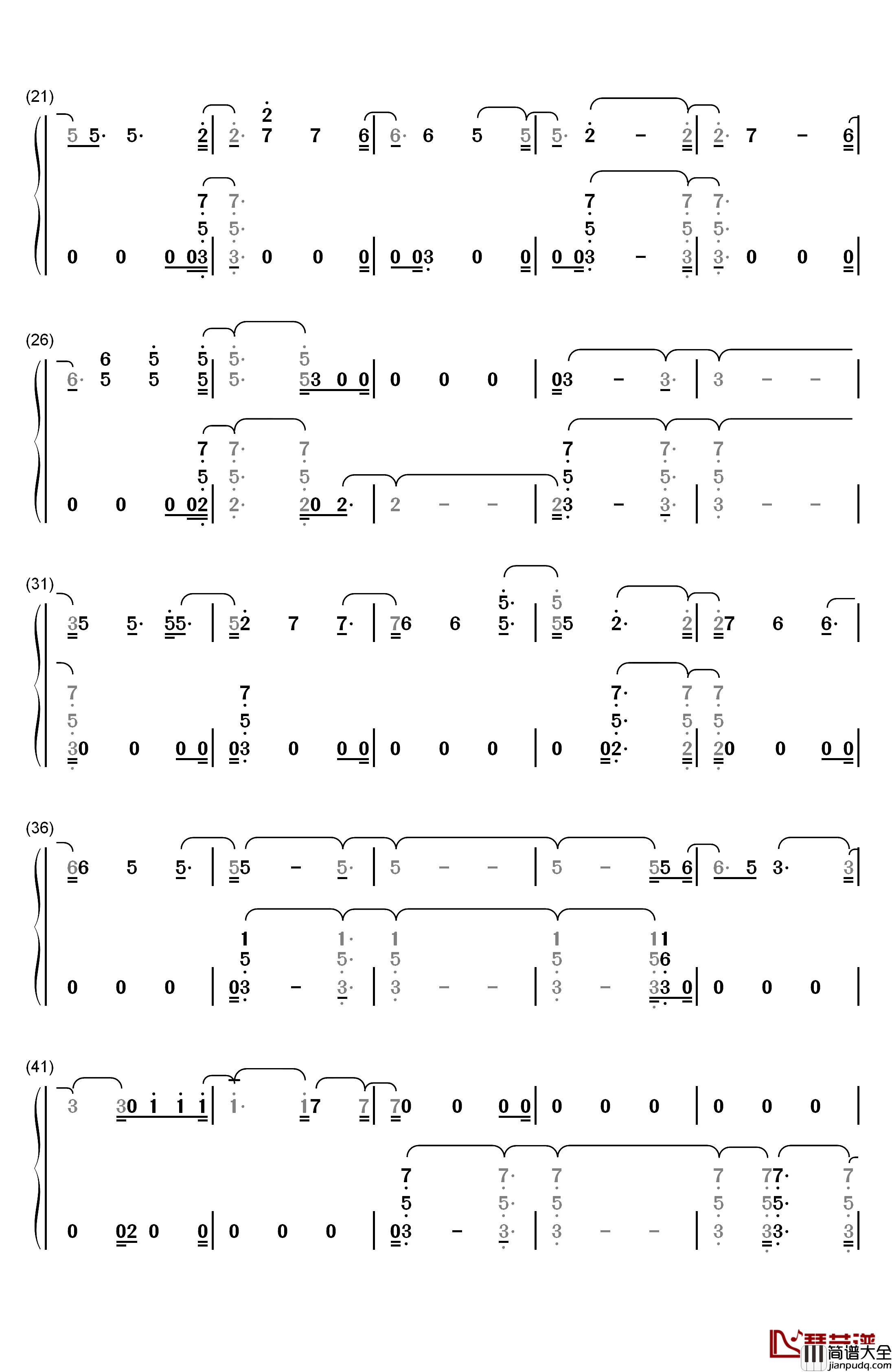 Look_What_I_Found钢琴简谱_数字双手_Lady_Gaga