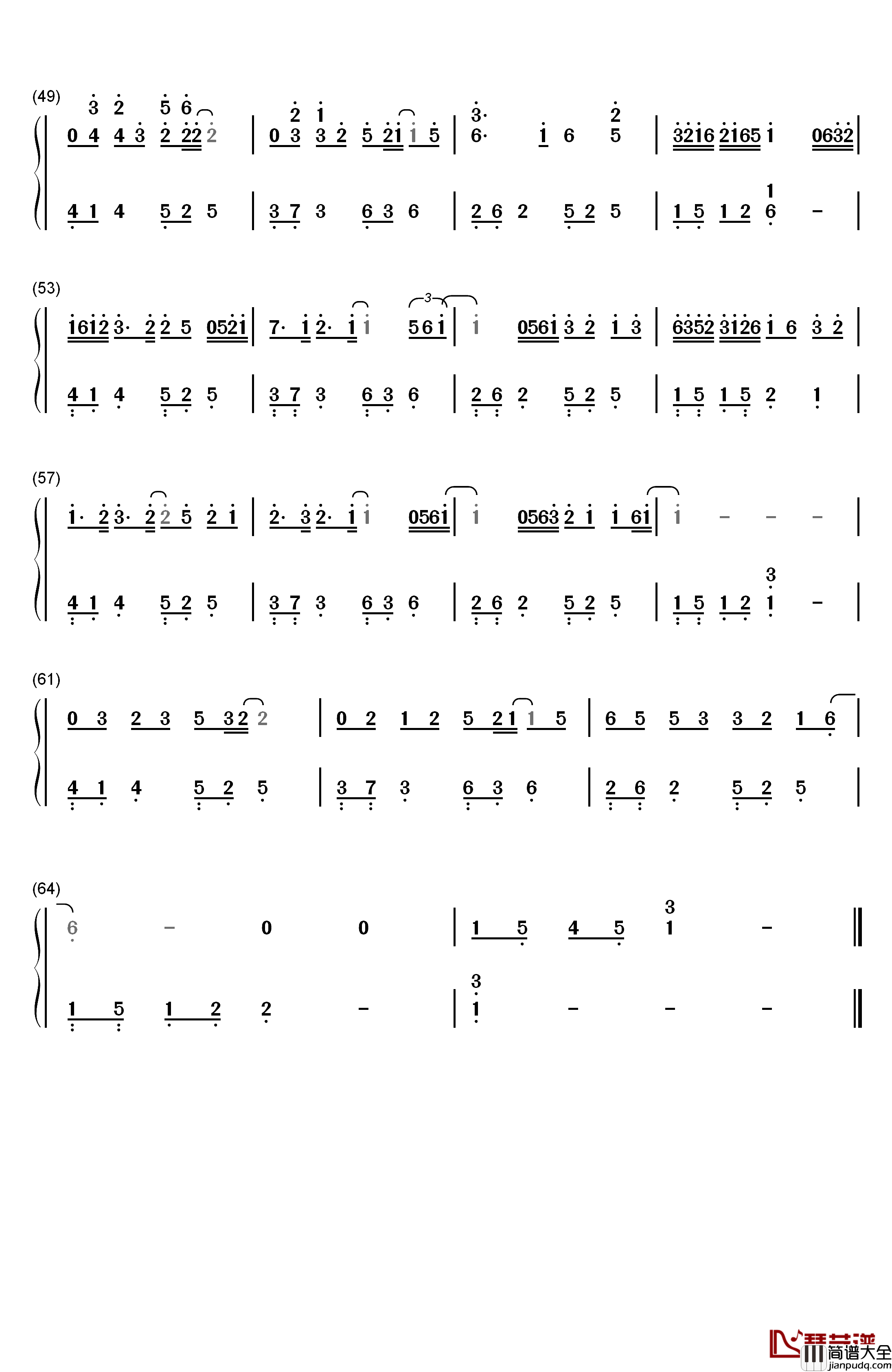 画风钢琴简谱_数字双手_后弦