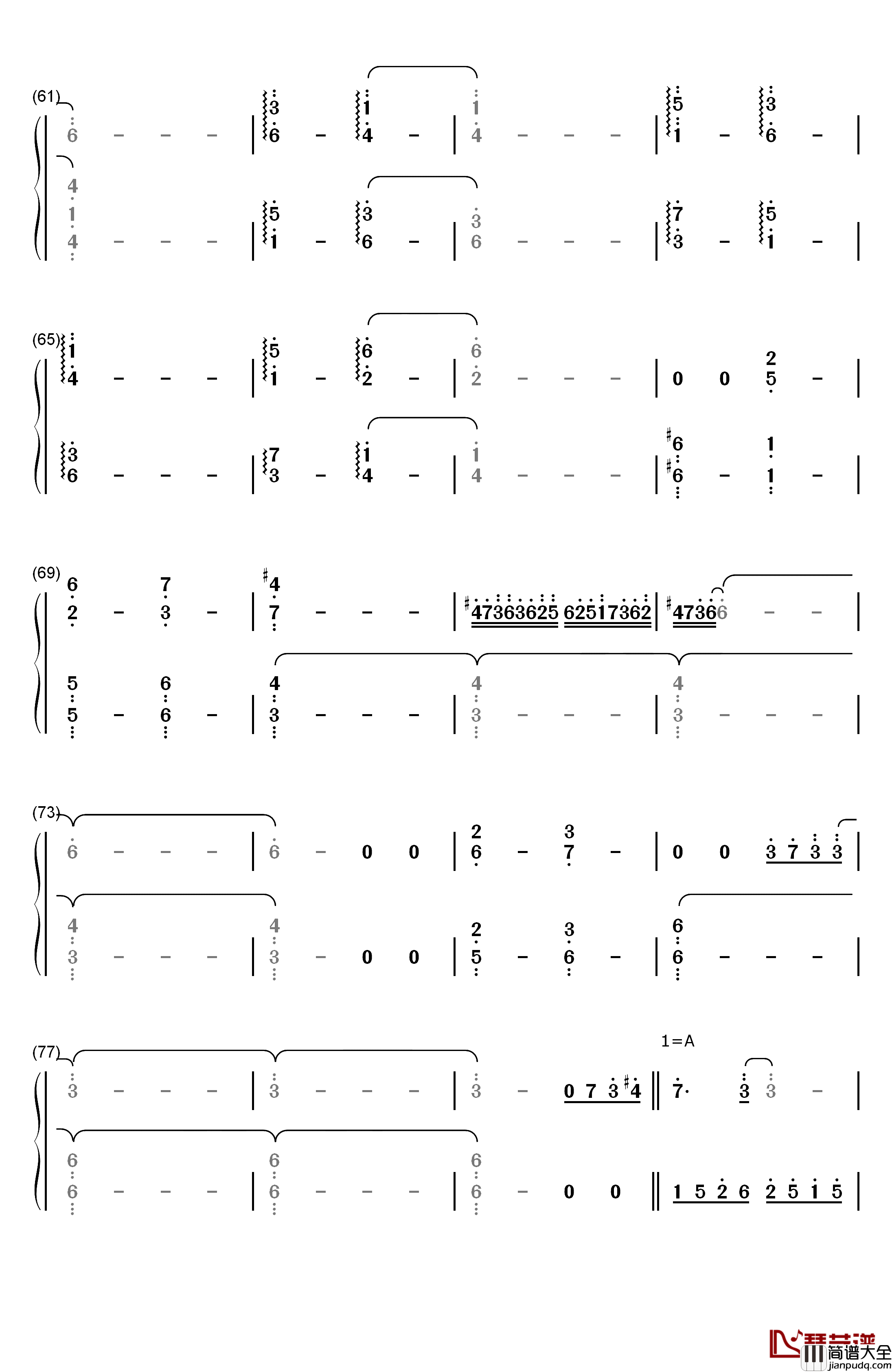 七彩钢琴简谱_数字双手_林海