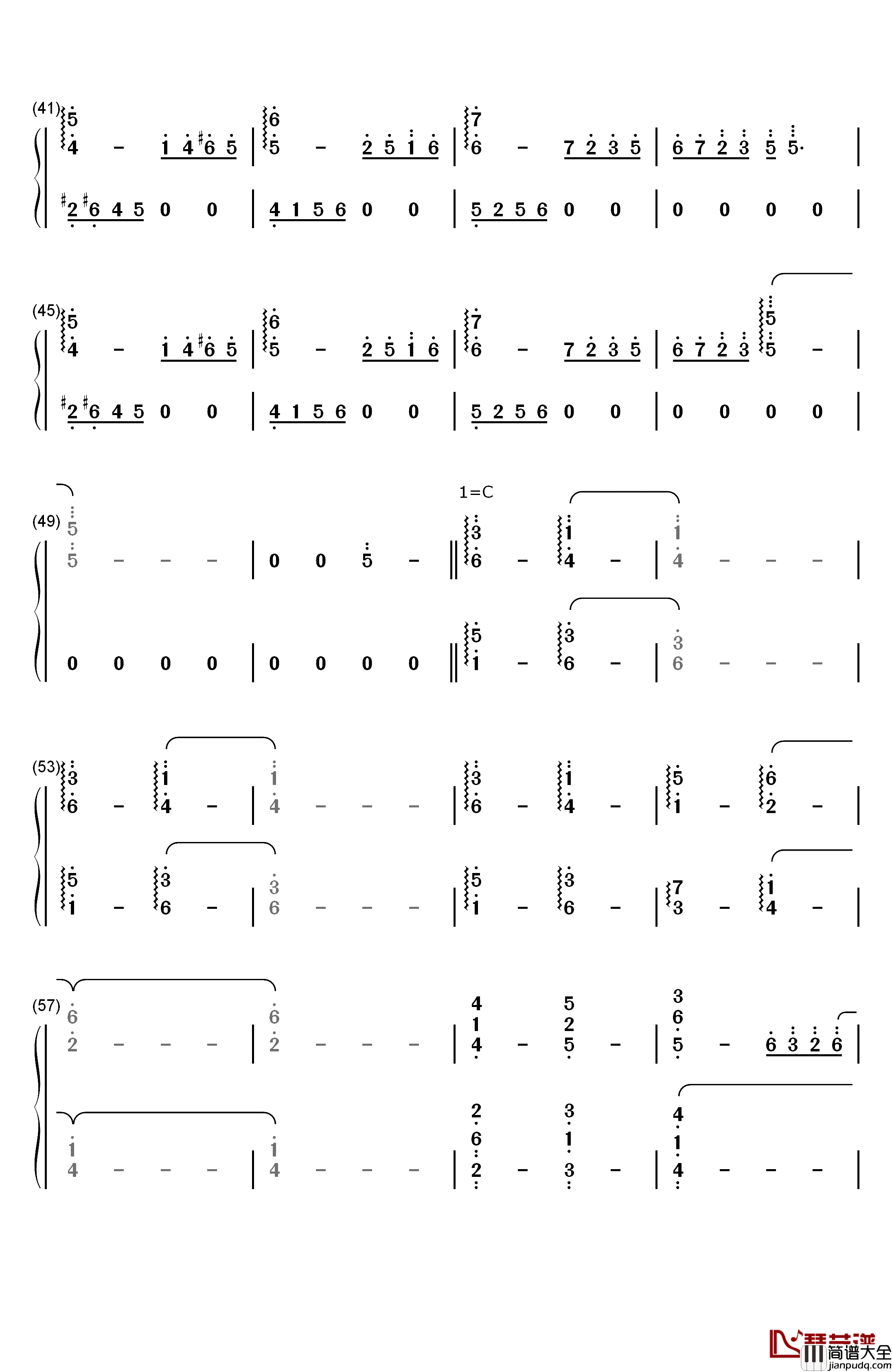 七彩钢琴简谱_数字双手_林海