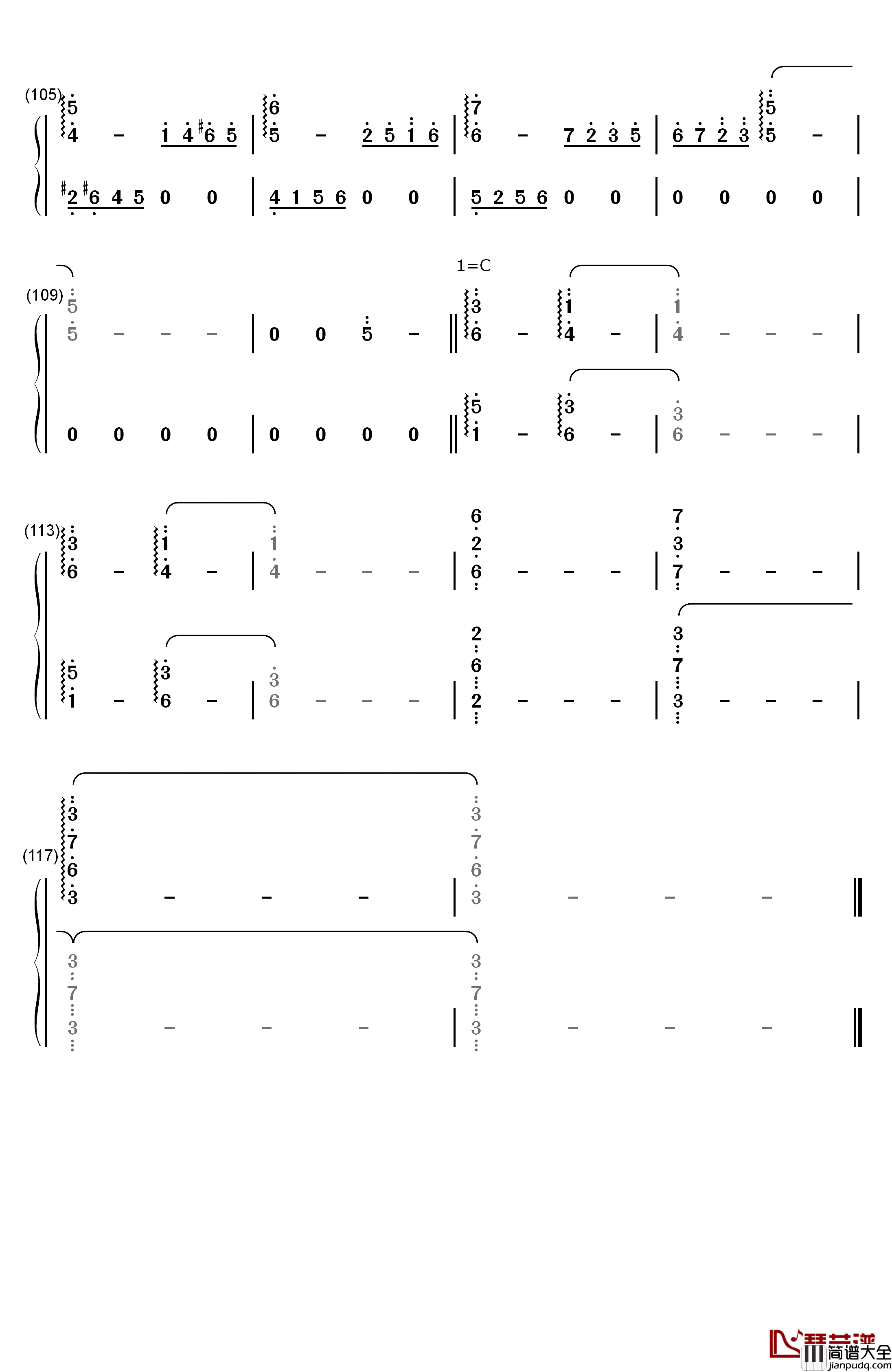七彩钢琴简谱_数字双手_林海