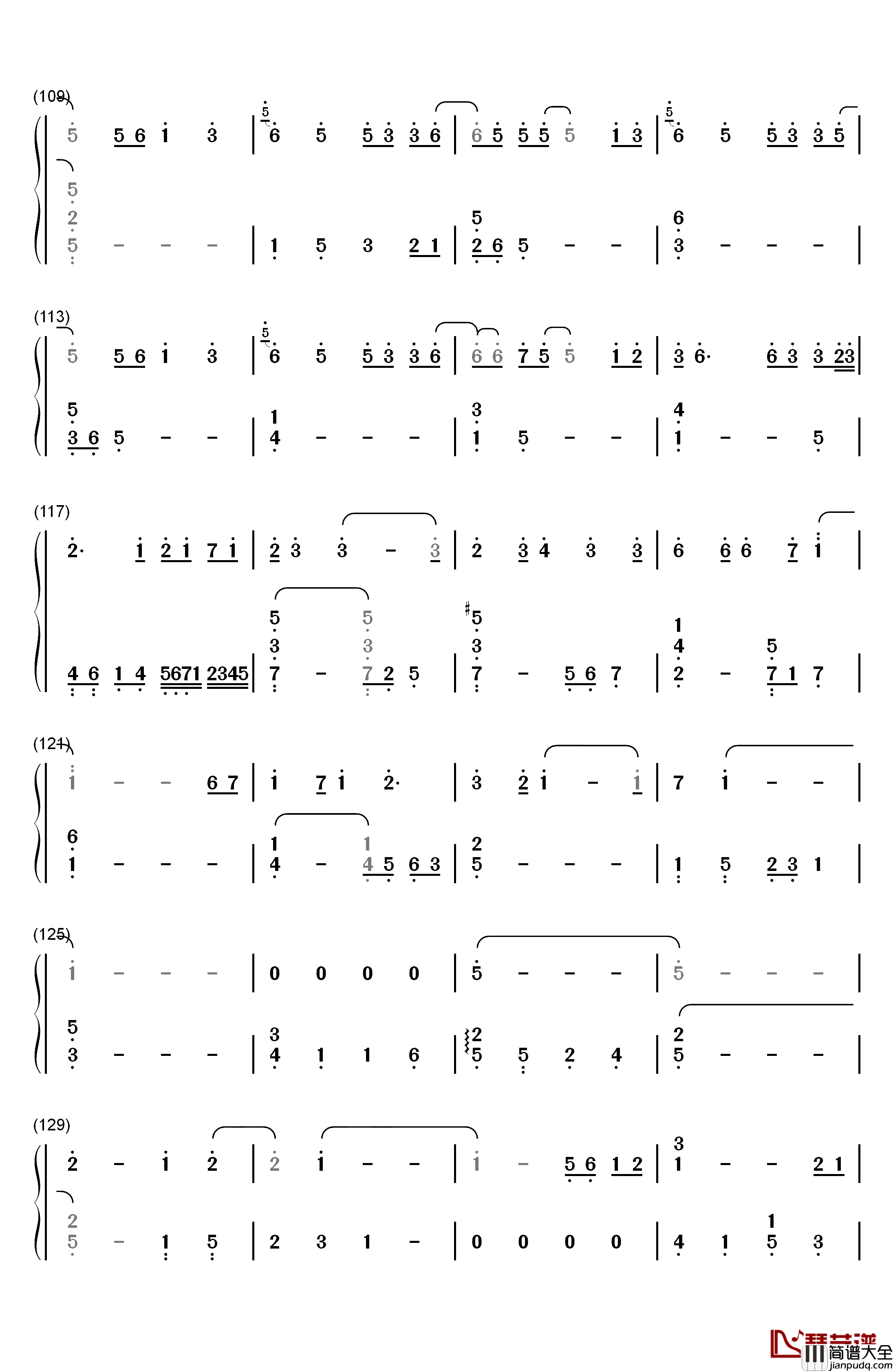 彗星的眼泪钢琴简谱_数字双手_金莎