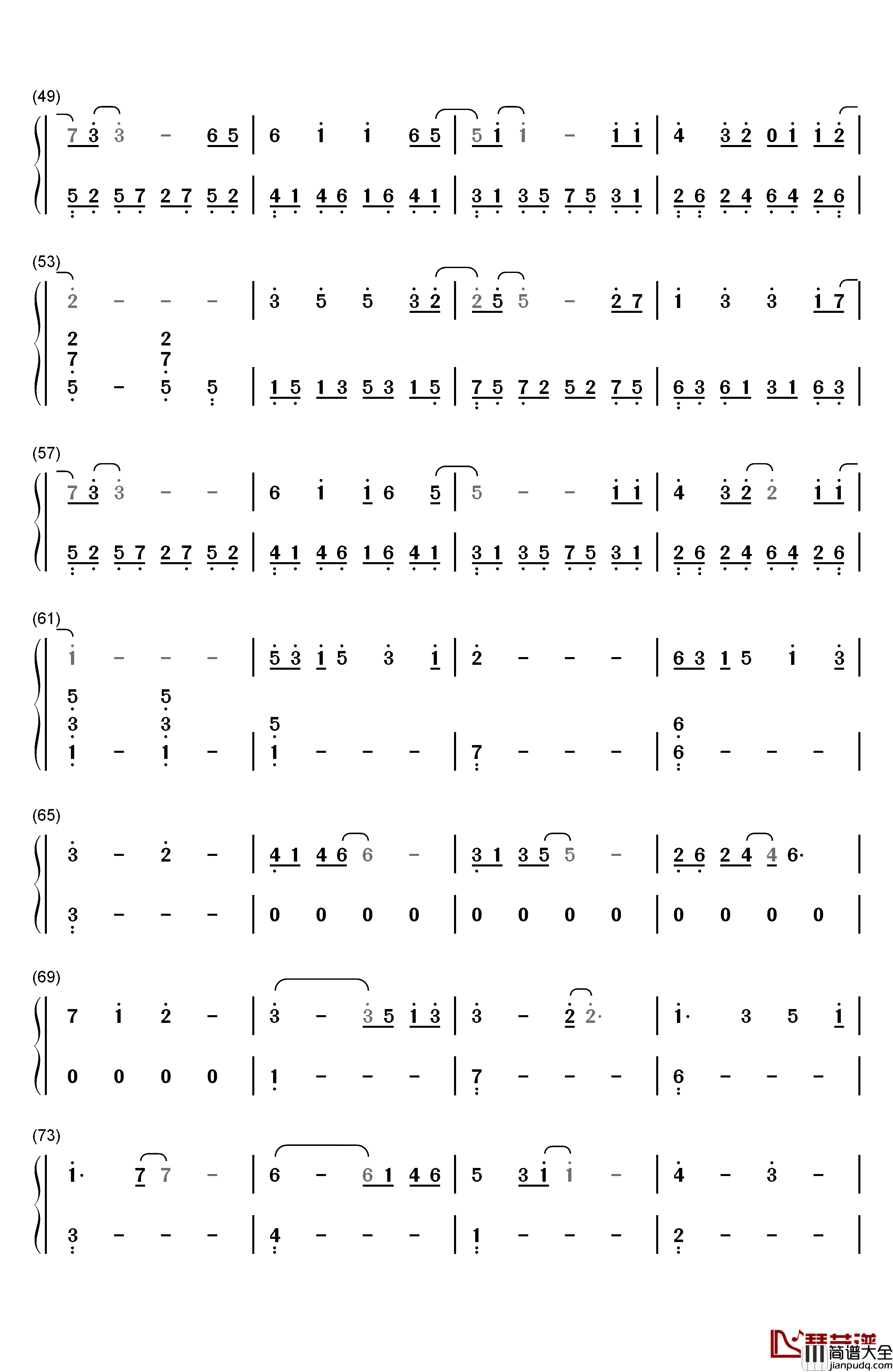 地铁等待钢琴简谱_数字双手_宋孟君