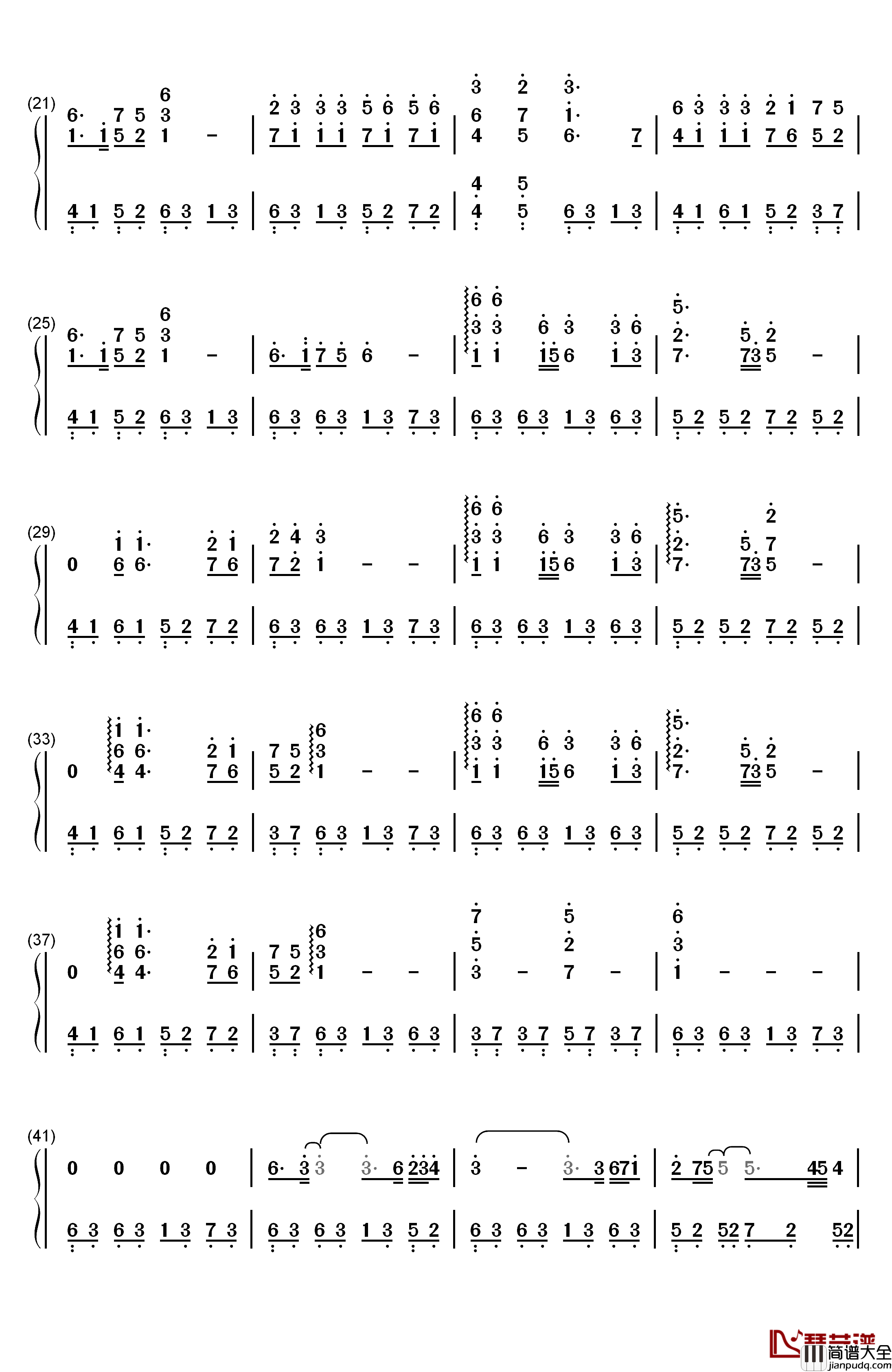 天也不懂情钢琴简谱_数字双手_飞鹰三姝