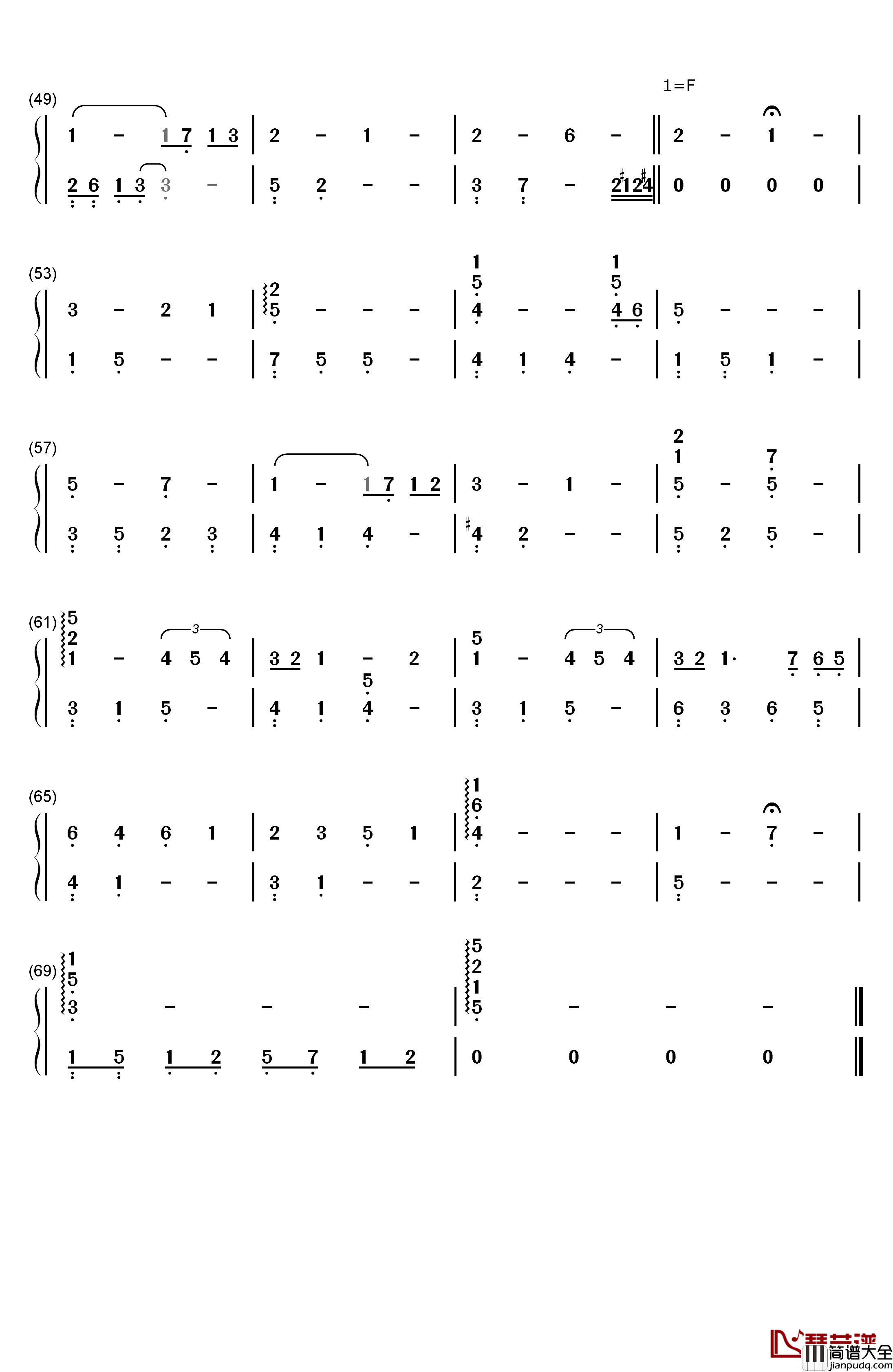 大切なひと钢琴简谱_数字双手_水月陵