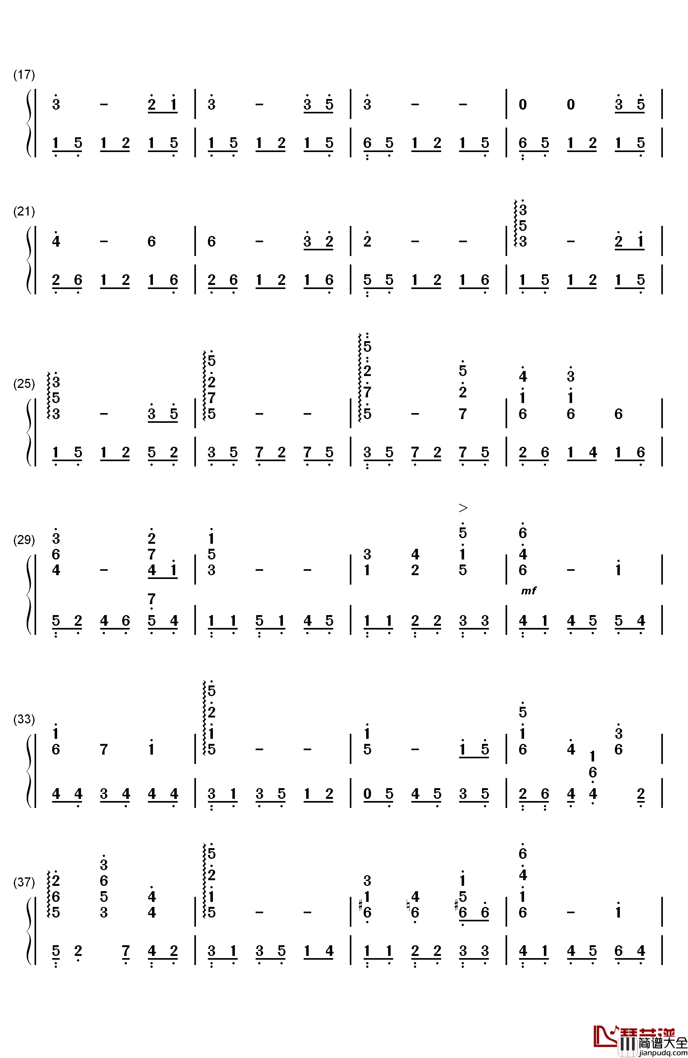 世界の約束钢琴简谱_数字双手_倍赏千惠子