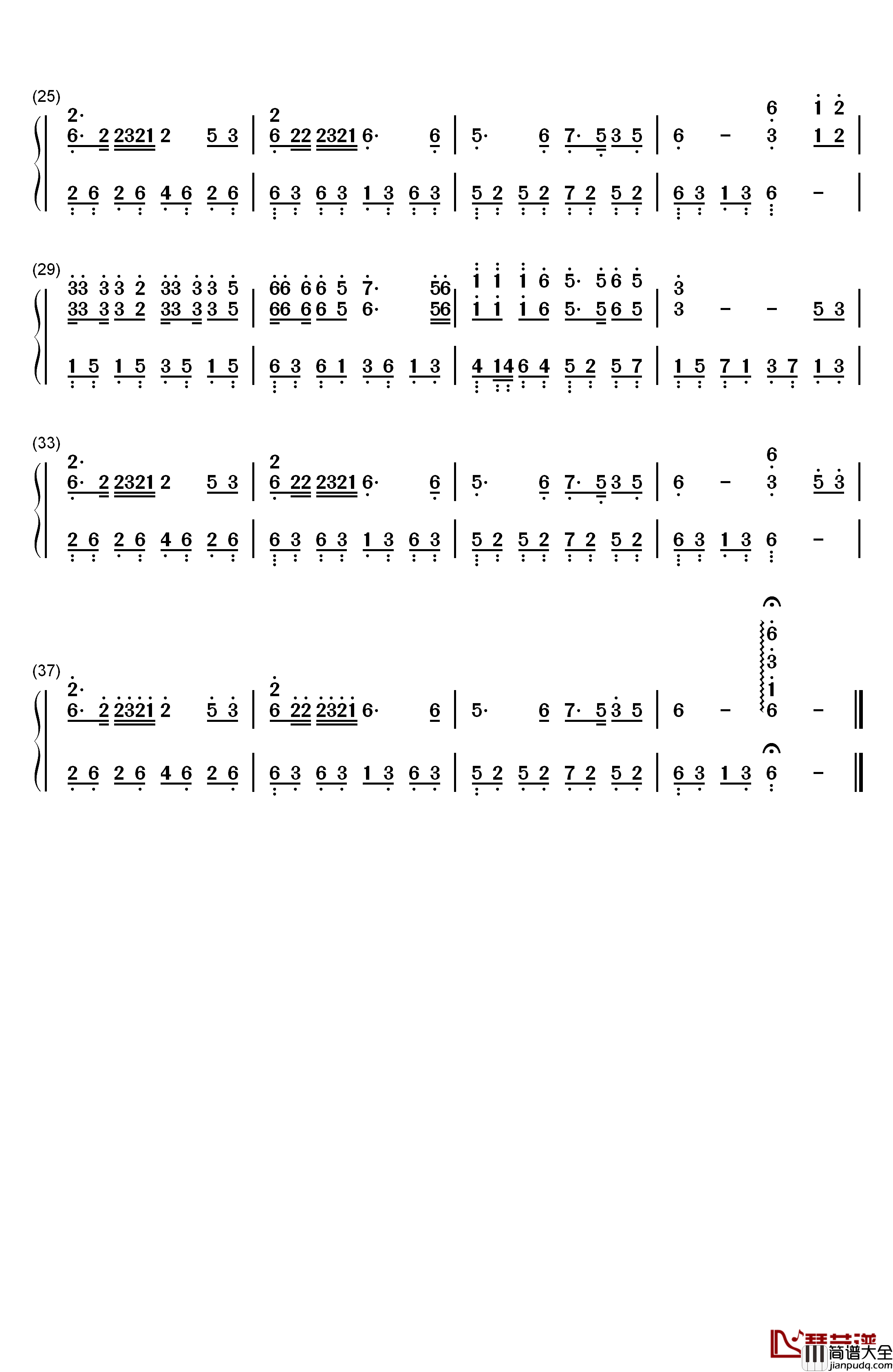 拥抱你离去钢琴简谱_数字双手_张北北